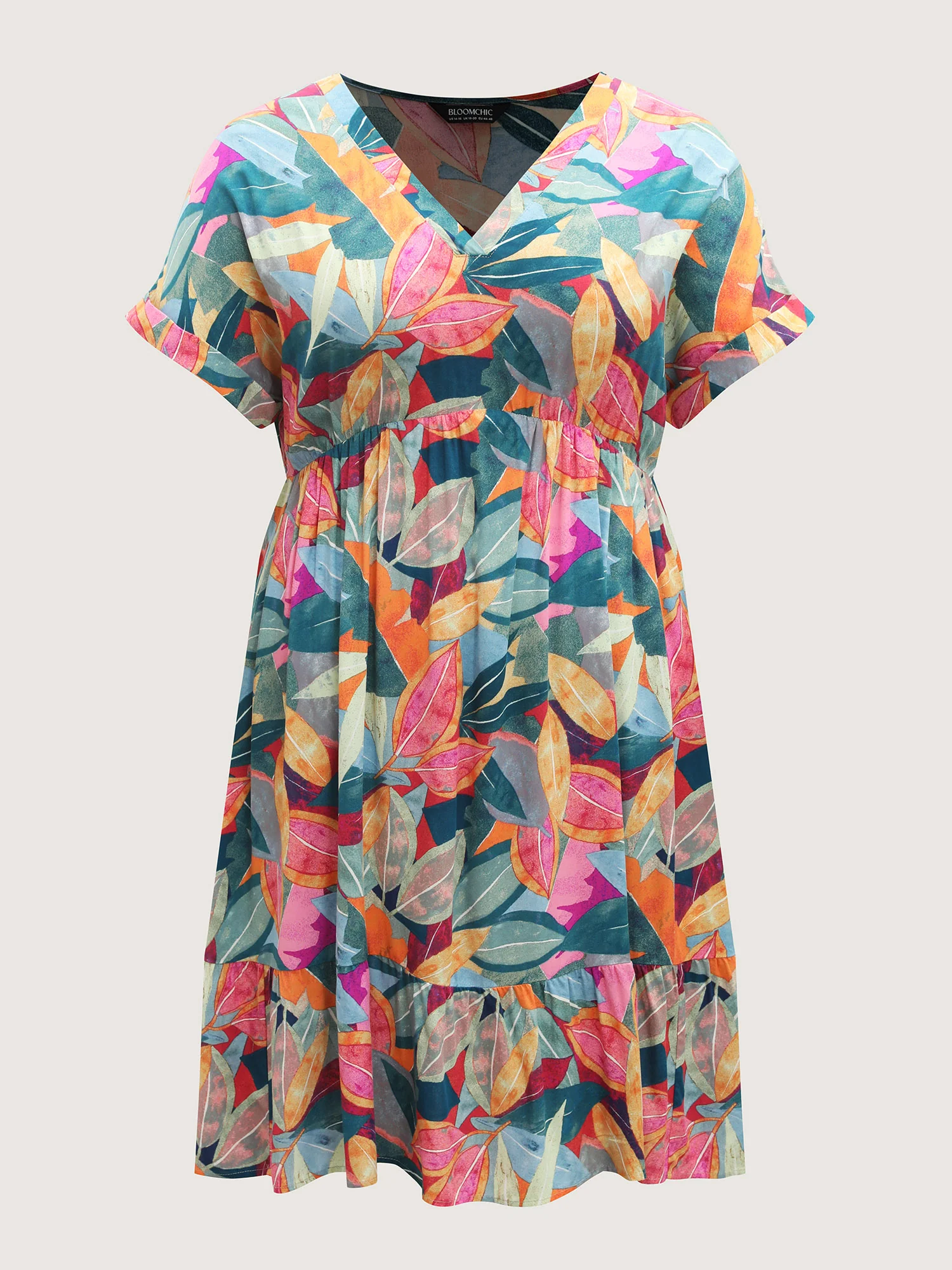Rayon Leafy Print Pockets Midi Dress - Image 7