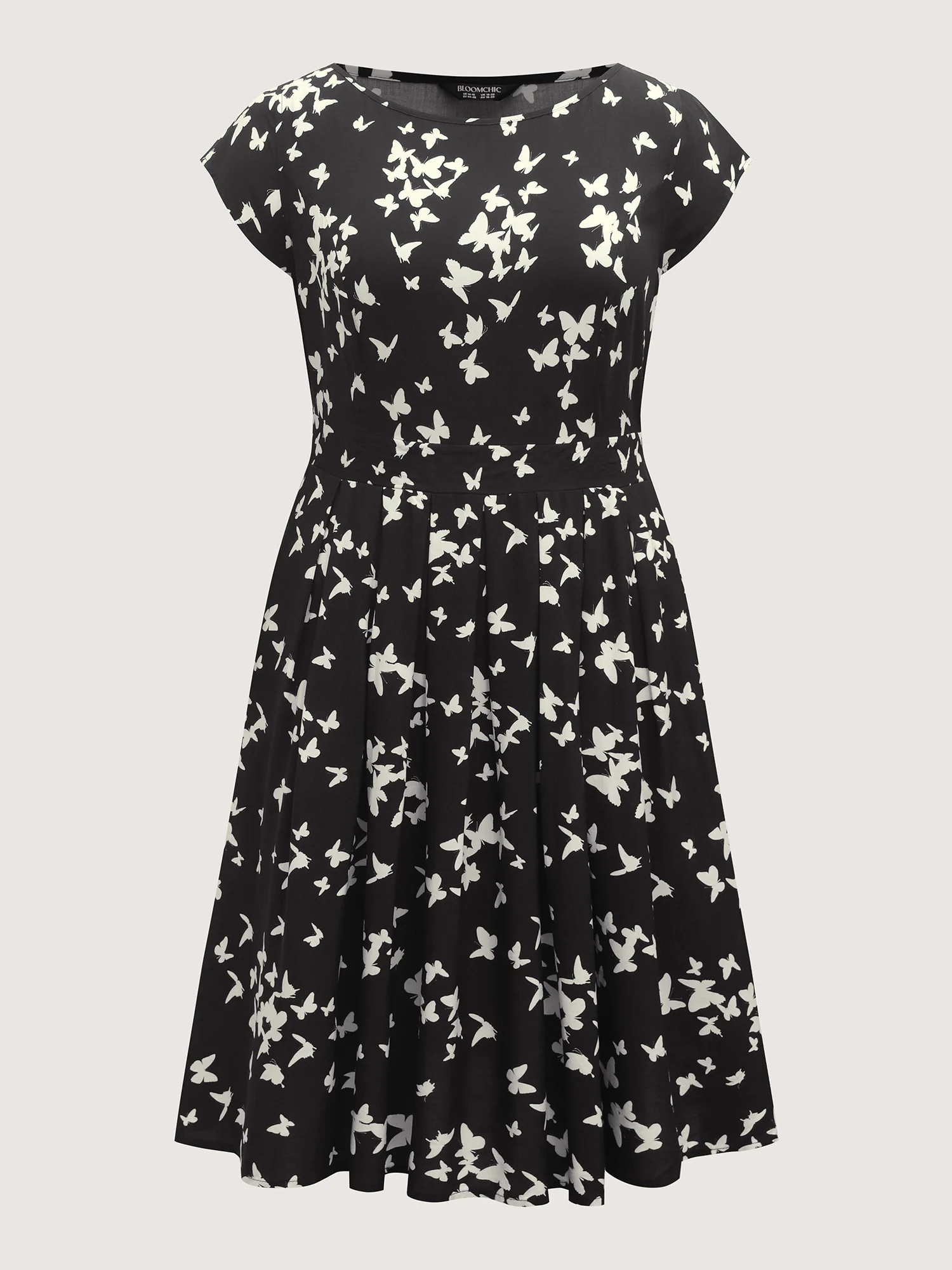 Rayon Monochrome Butterfly Stretchy Midi Dress - Image 7