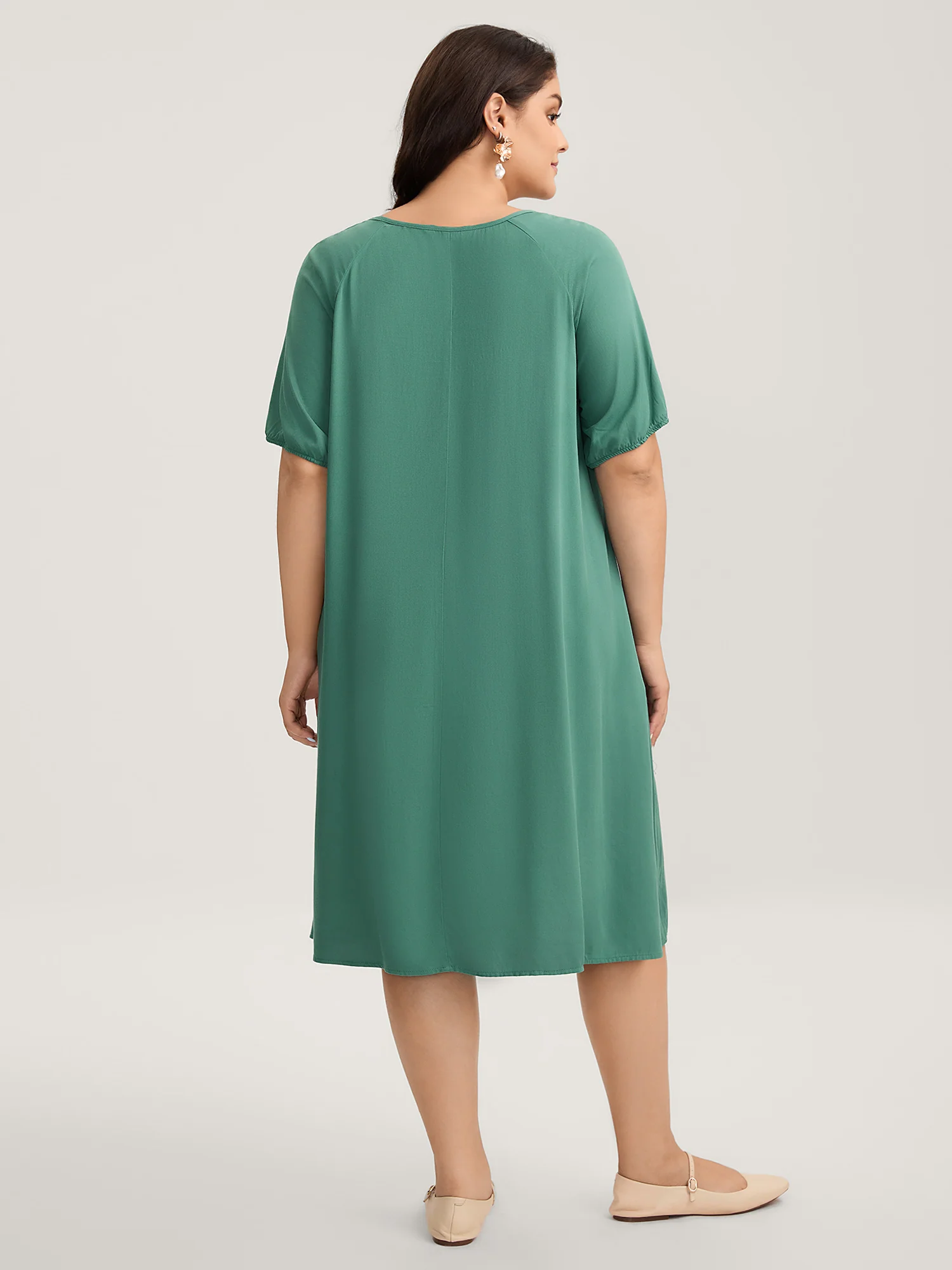 Rayon Neck-Tie Pleated Midi Dress - Image 4