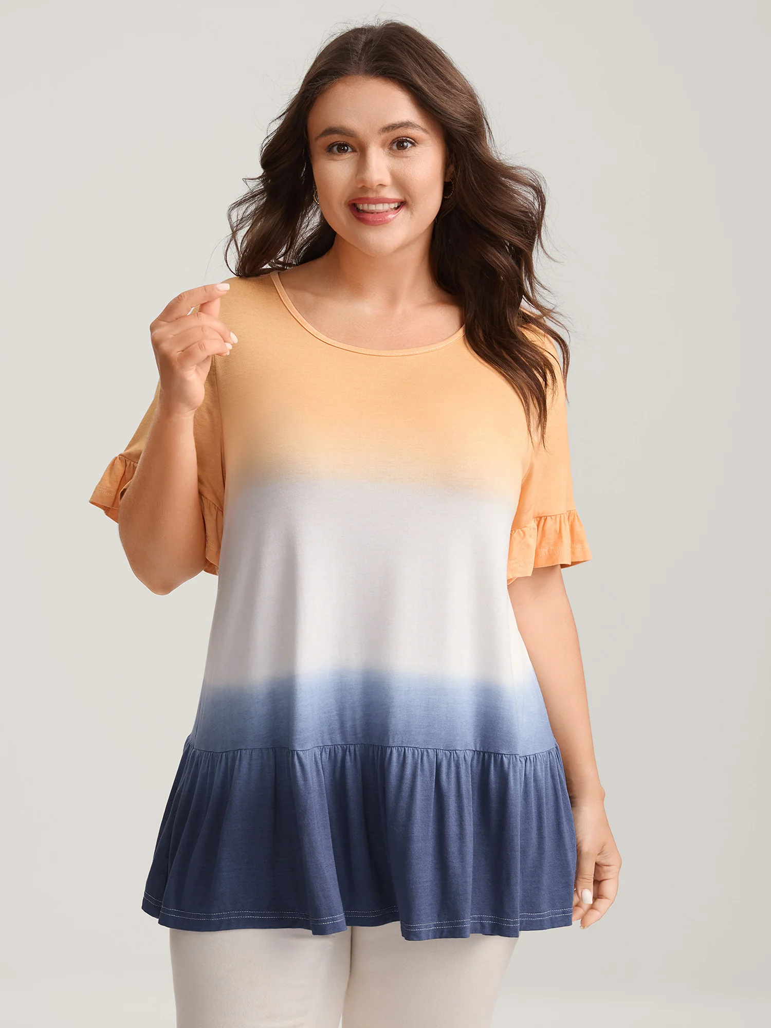 Rayon Ombre Tiered Hem Top - Image 2