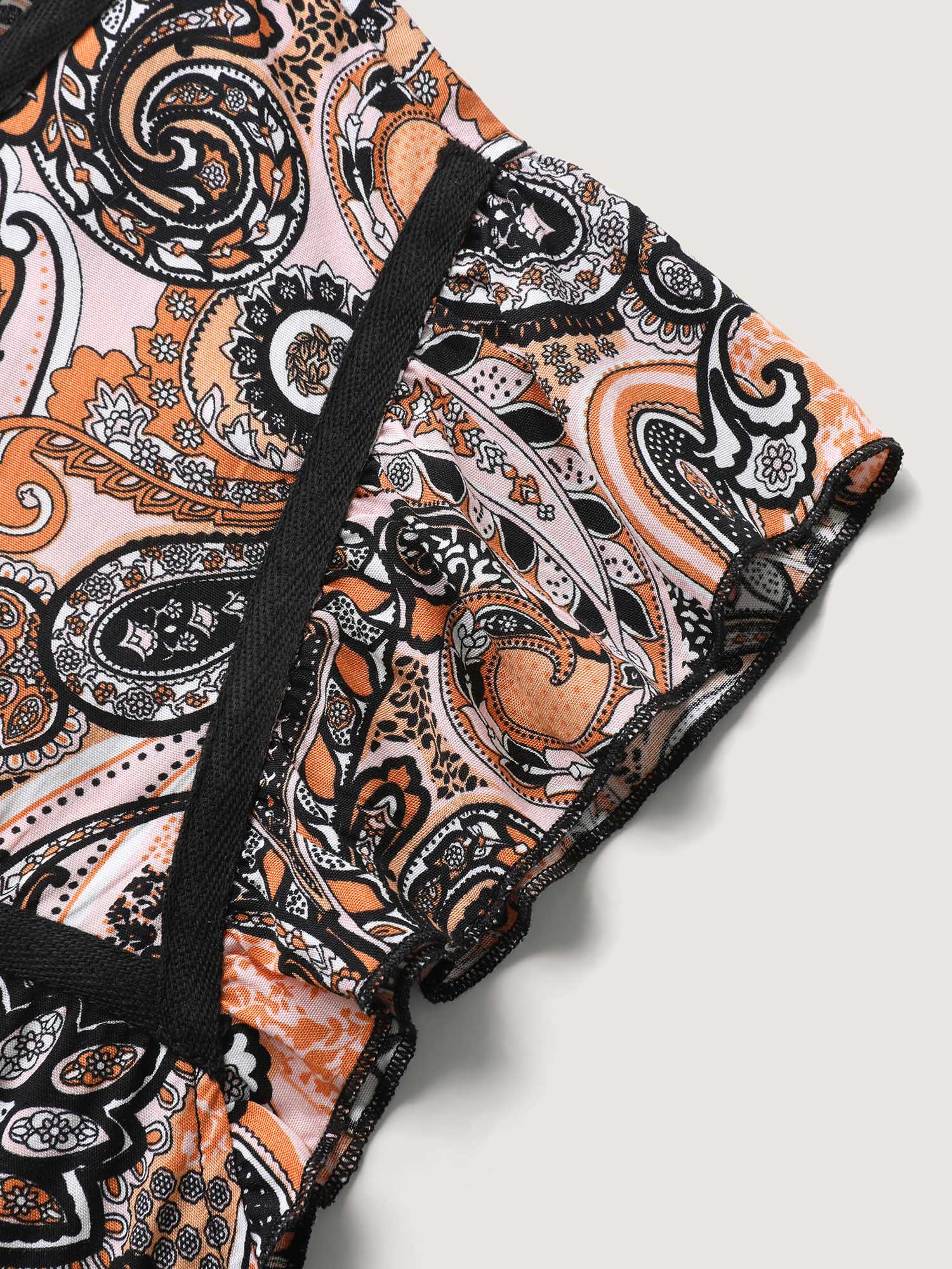 Rayon Paisley Print Neck Tie Mini Dress - Image 6