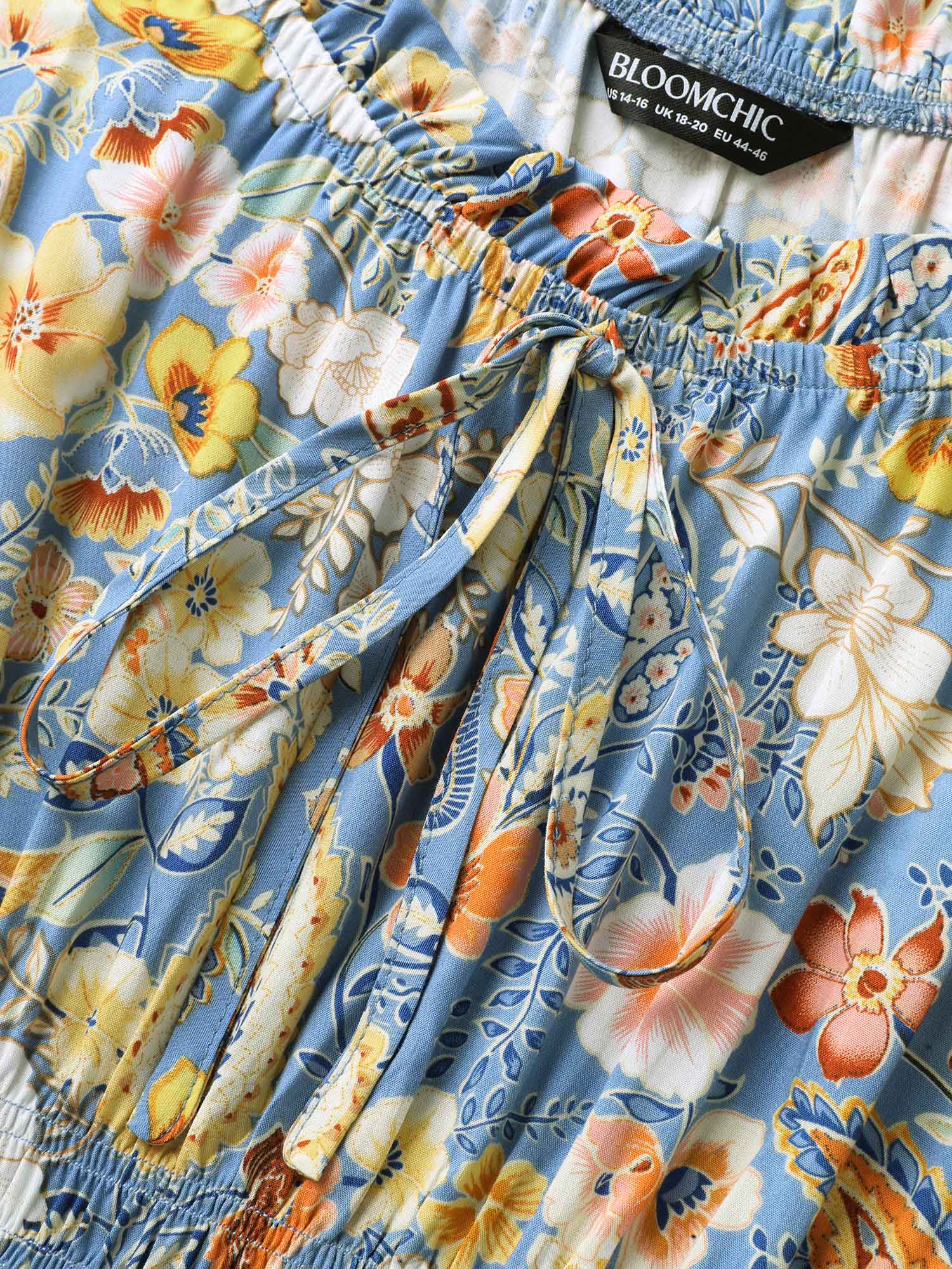 Rayon Paisley Ruffled Shirred Waist Midi Dress - Image 5