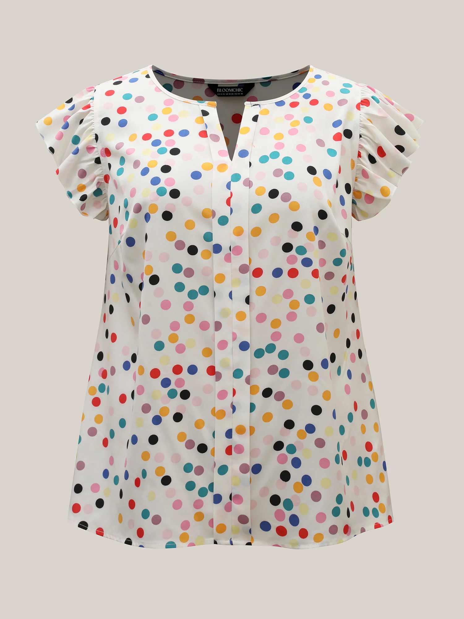 Polka Dot Flutter Sleeve Blouse - Image 8