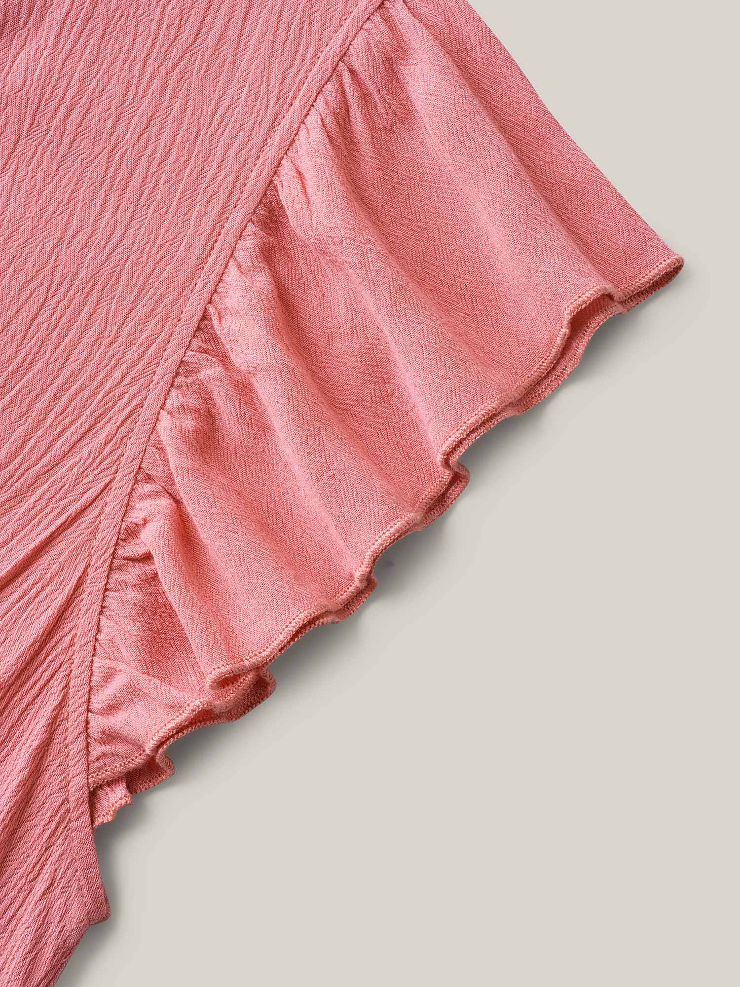 Rayon Ruffled Layered Hem Button Blouse - Image 6