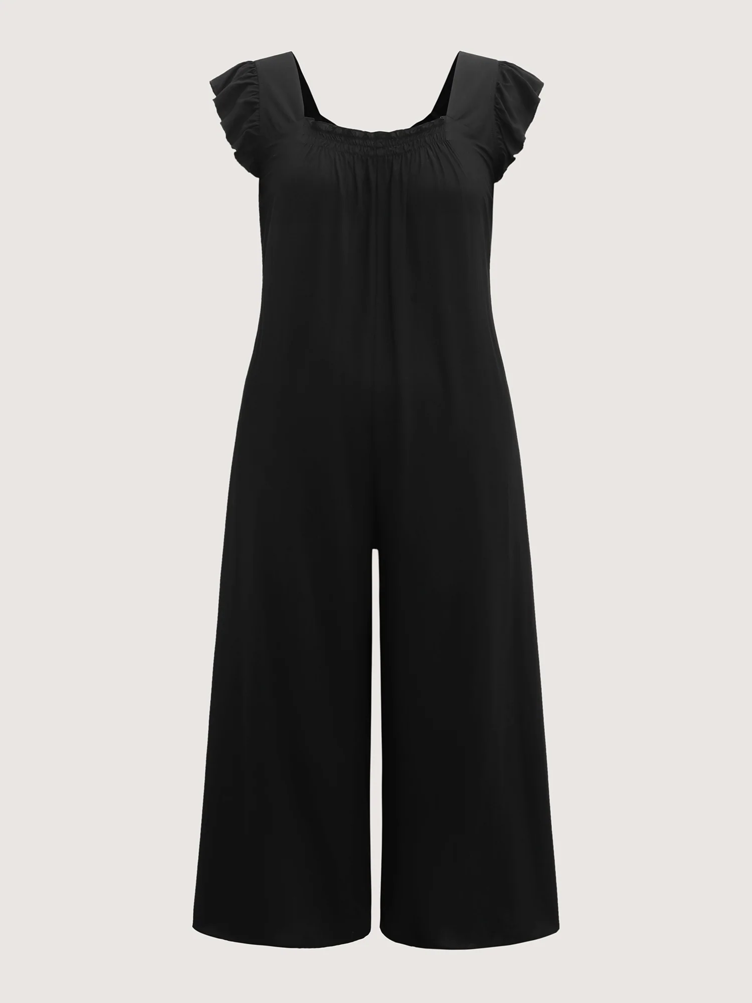 Rayon Shirred Flutter Sleeve Pockets Jumpsuit - Image 7