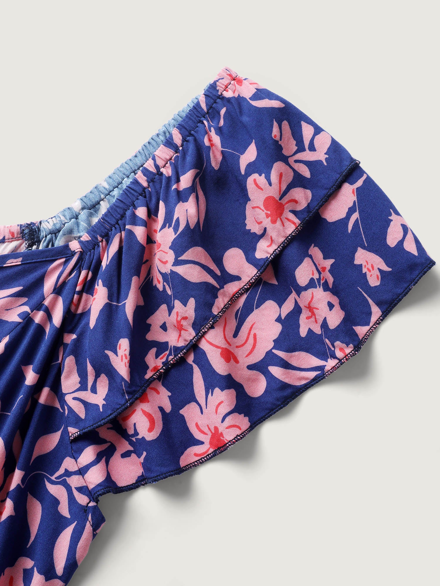 Rayon Silhouette Flower Ruffled Sleeve Midi Dress - Image 5