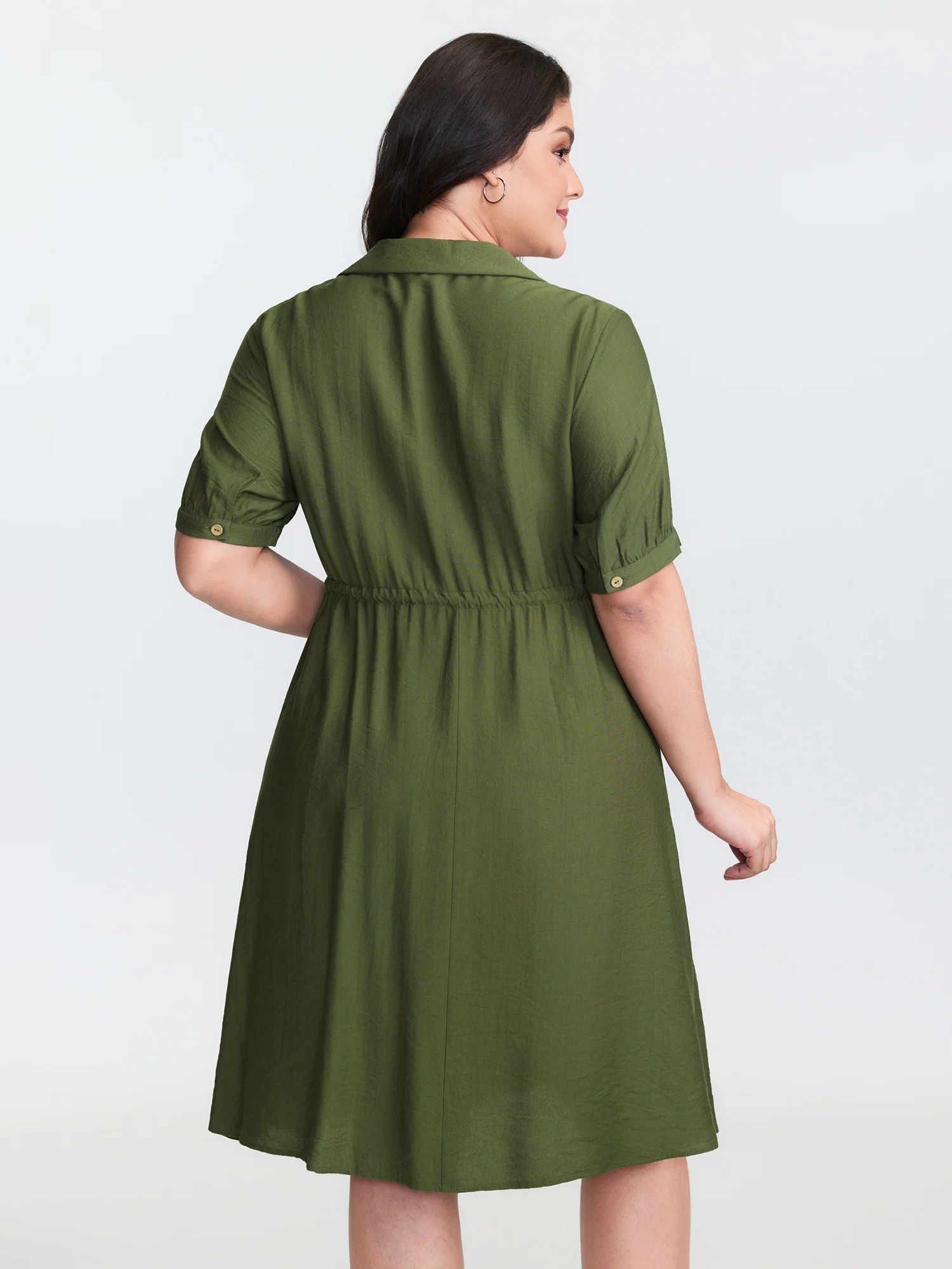 Rayon Slub Waist-Tie Button Mini Dress - Image 4