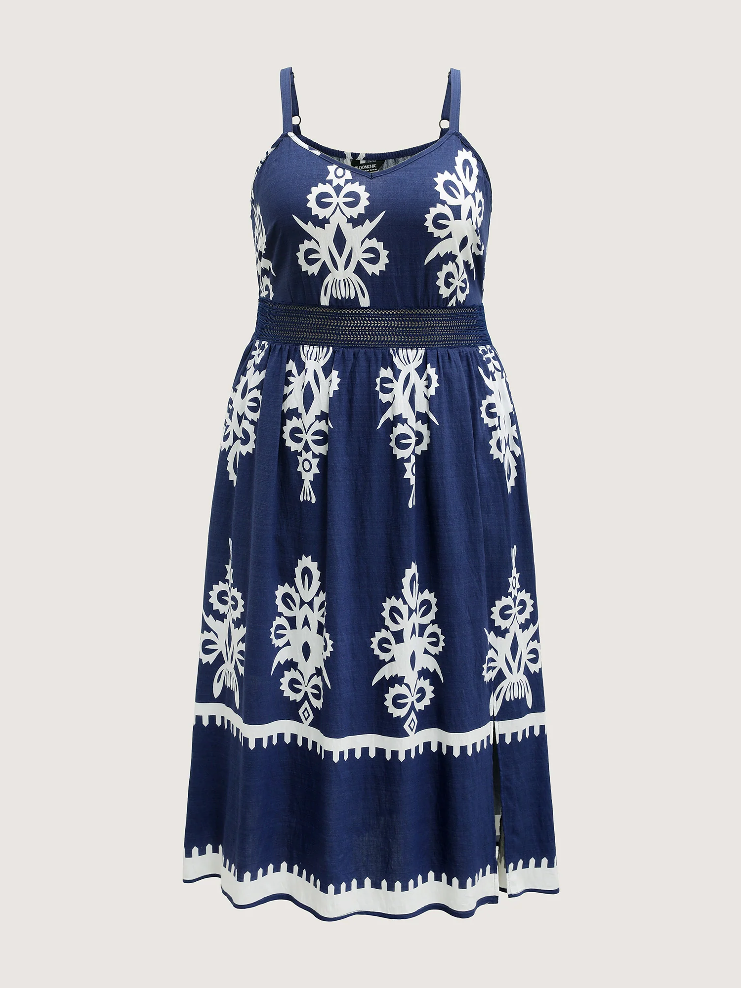 Rayon Stretchy Waist Boho Slit Midi Dress - Image 7