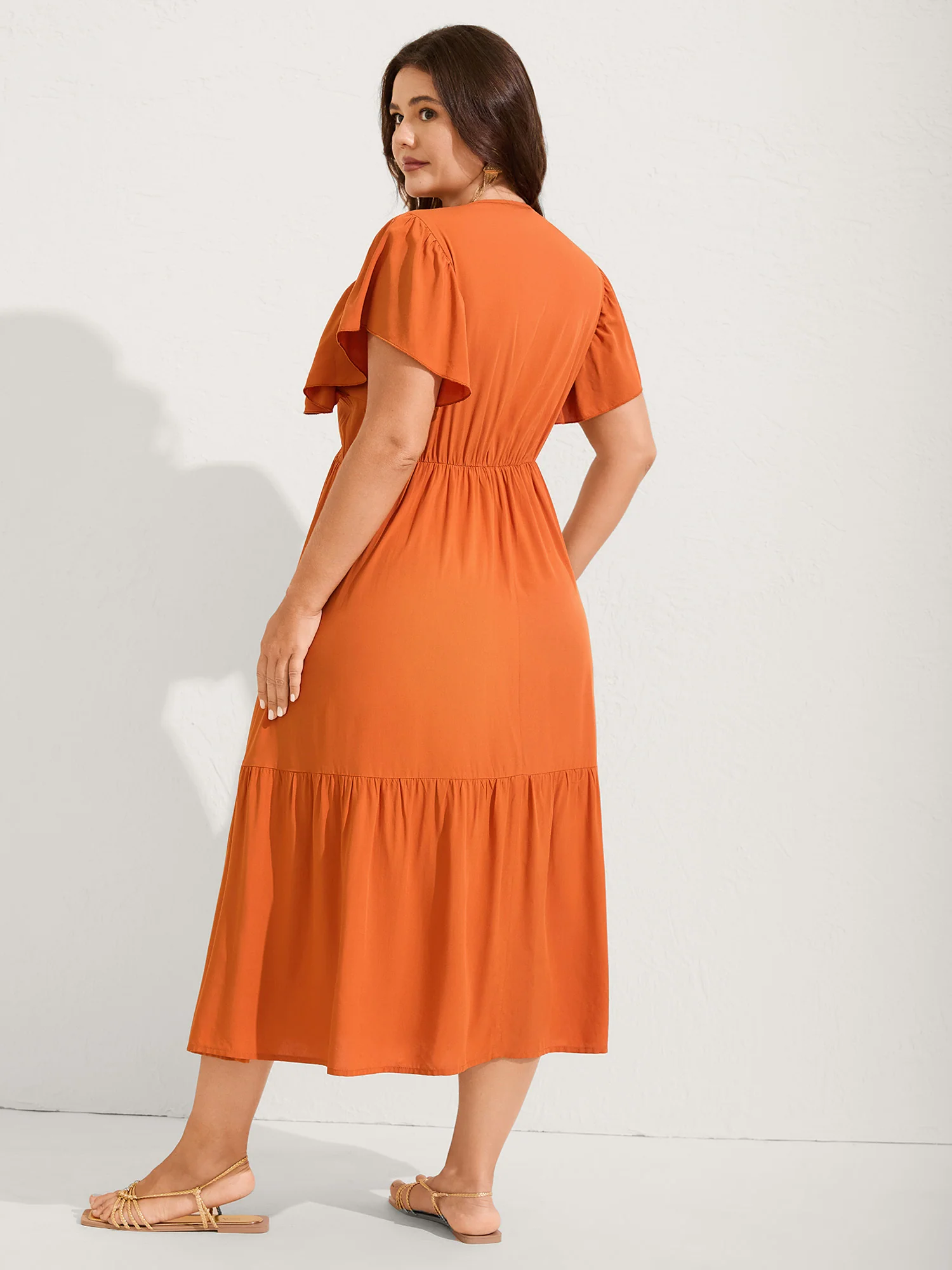 Rayon Stretchy Waist Lace Midi Dress - Image 4