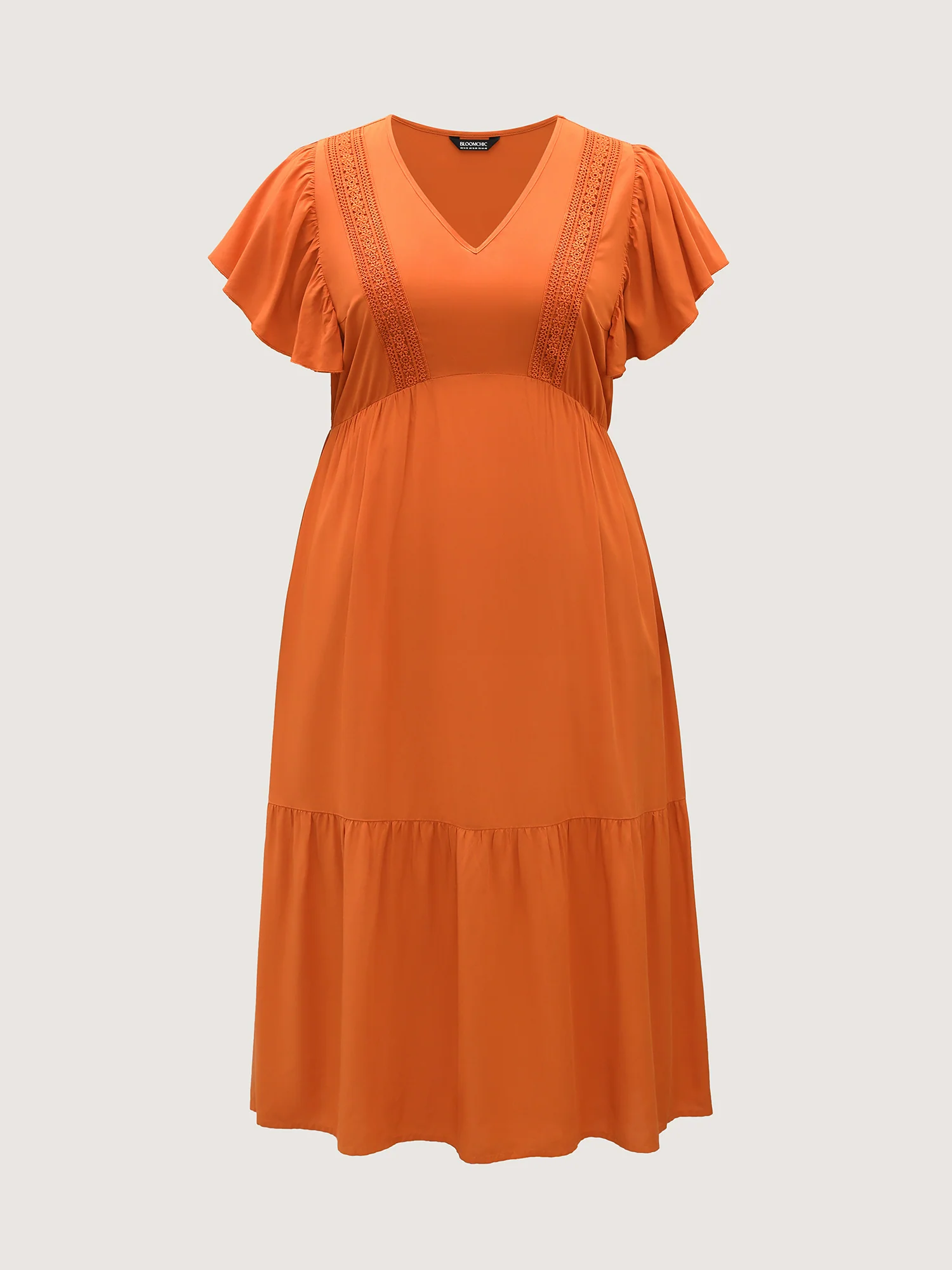 Rayon Stretchy Waist Lace Midi Dress - Image 7