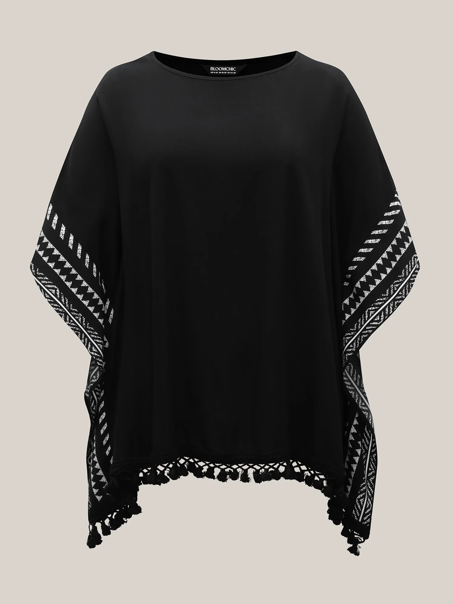Rayon Tassels Boho Print Relaxed Blouse - Image 7