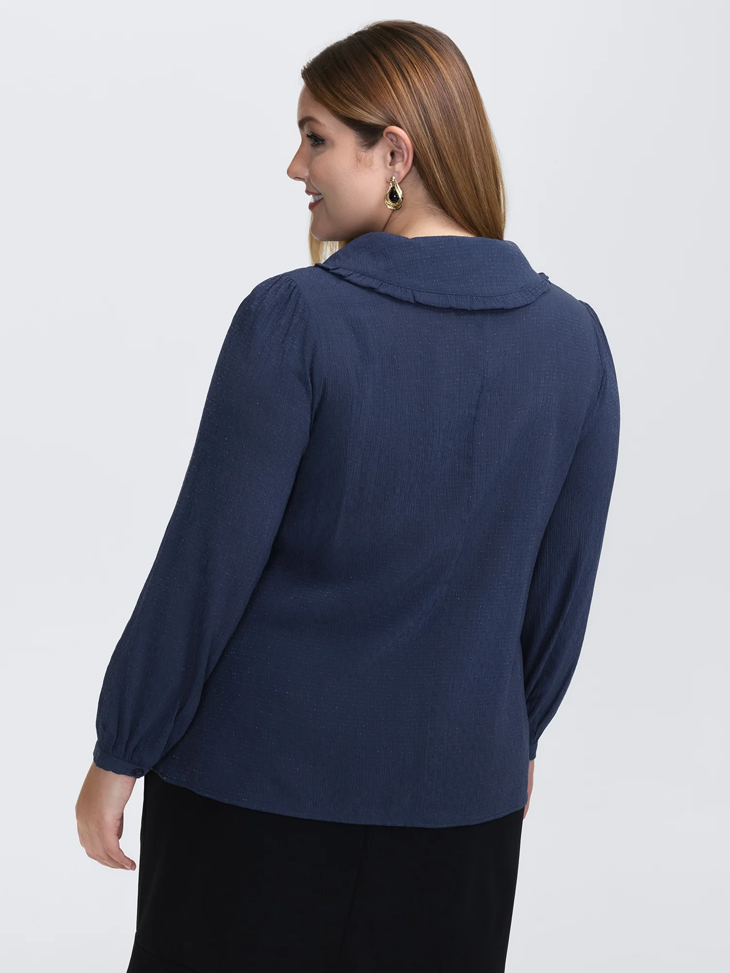 Rayon Textured Semi Sheer Placket Blouse - Image 4