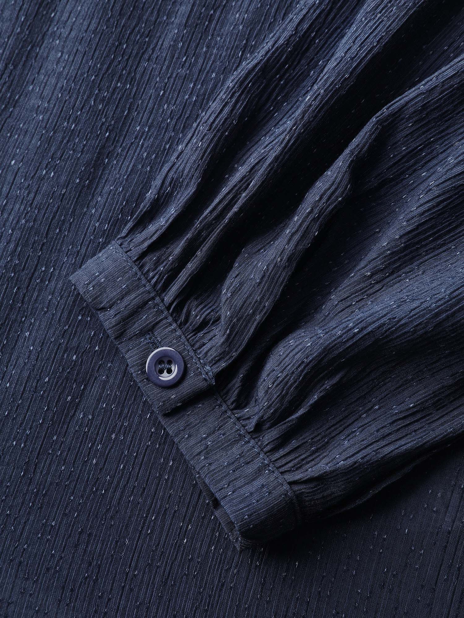 Rayon Textured Semi Sheer Placket Blouse - Image 7
