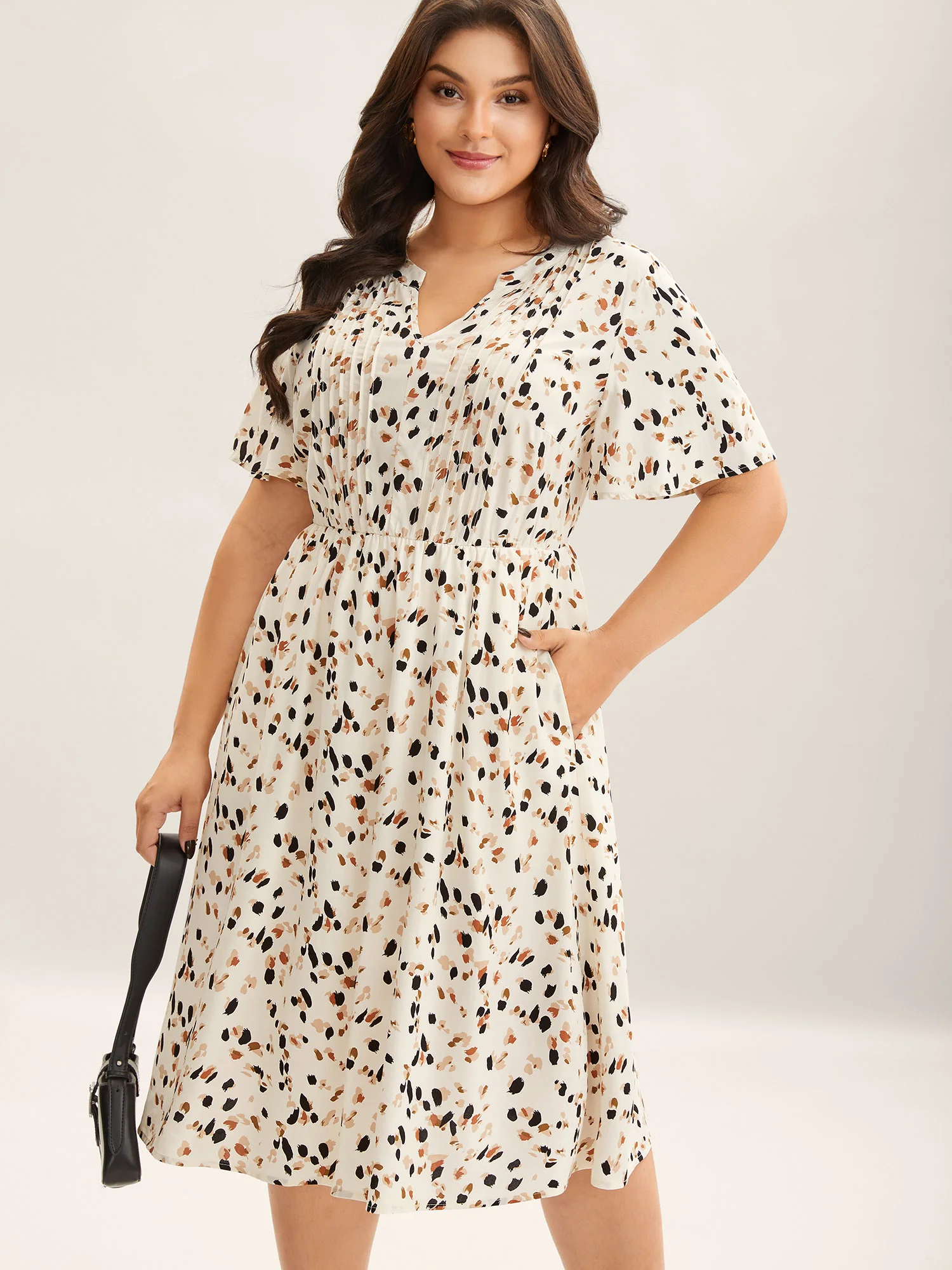 Rayon Toothpick Pleat Leopard Print Midi Dress - Image 2