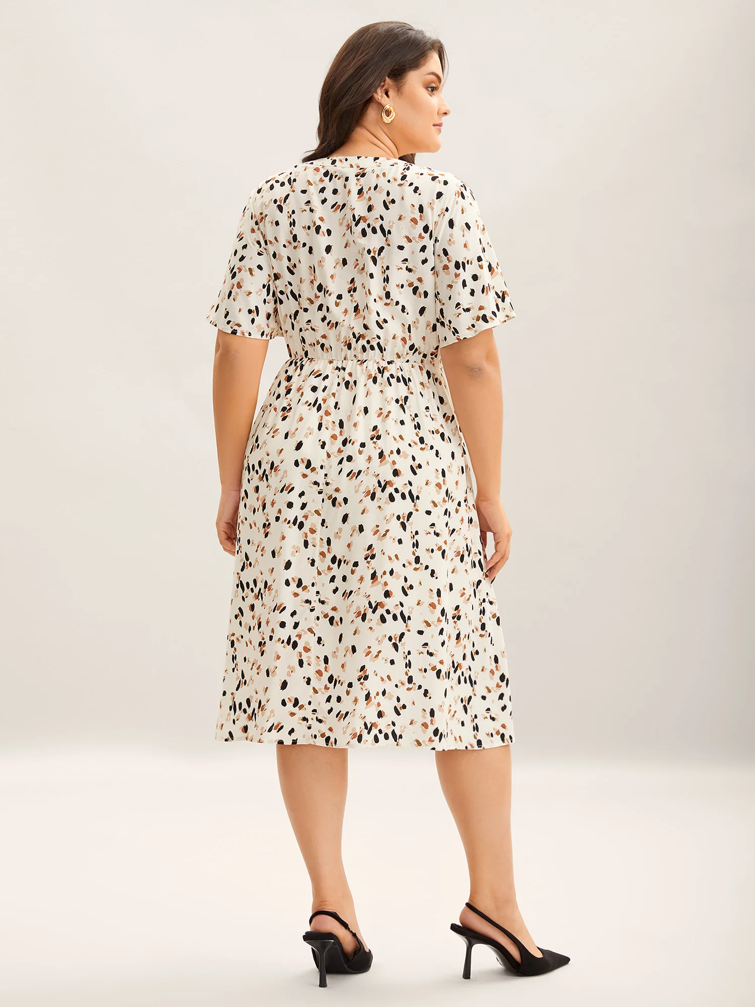 Rayon Toothpick Pleat Leopard Print Midi Dress - Image 4