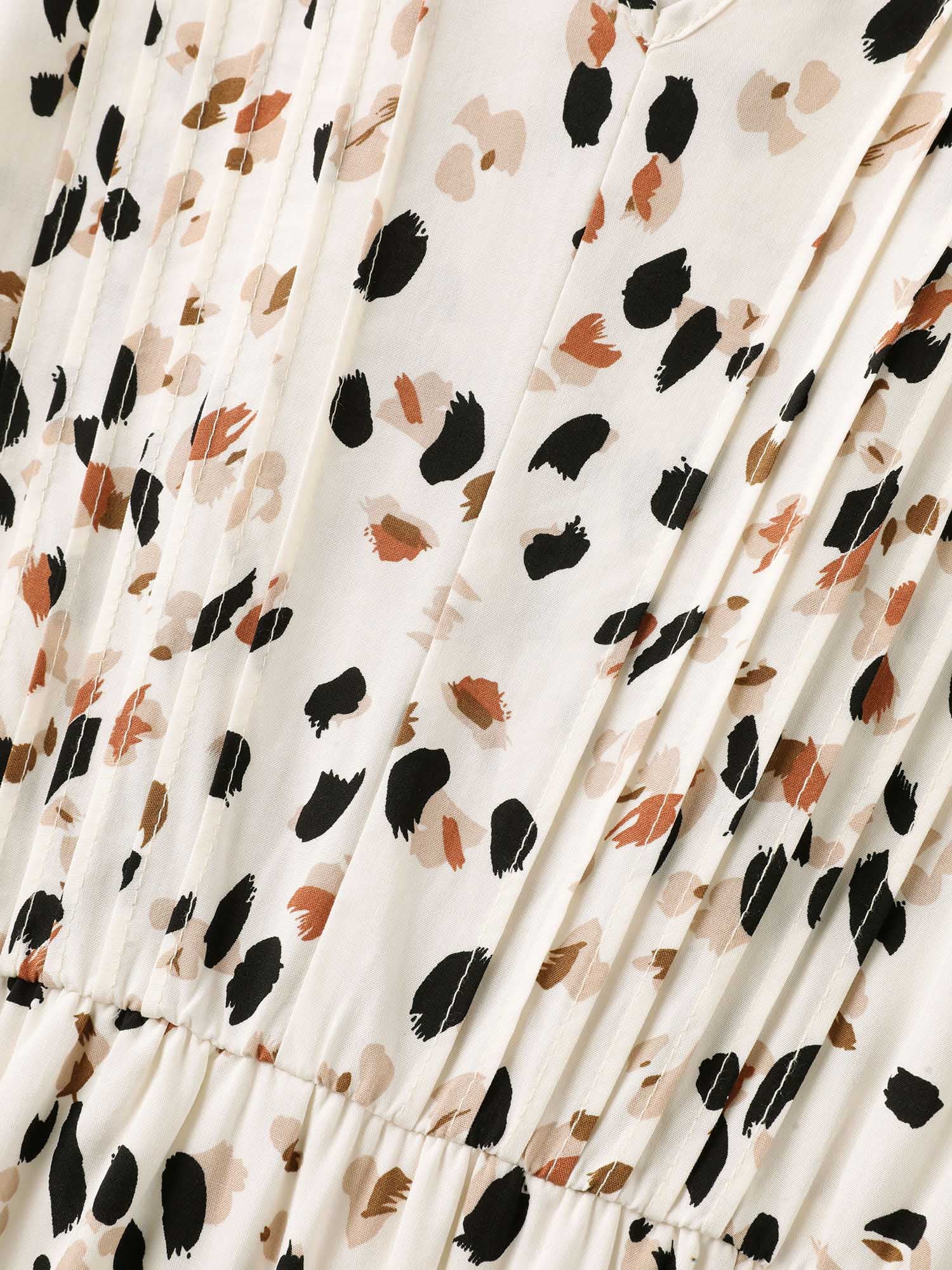 Rayon Toothpick Pleat Leopard Print Midi Dress - Image 5