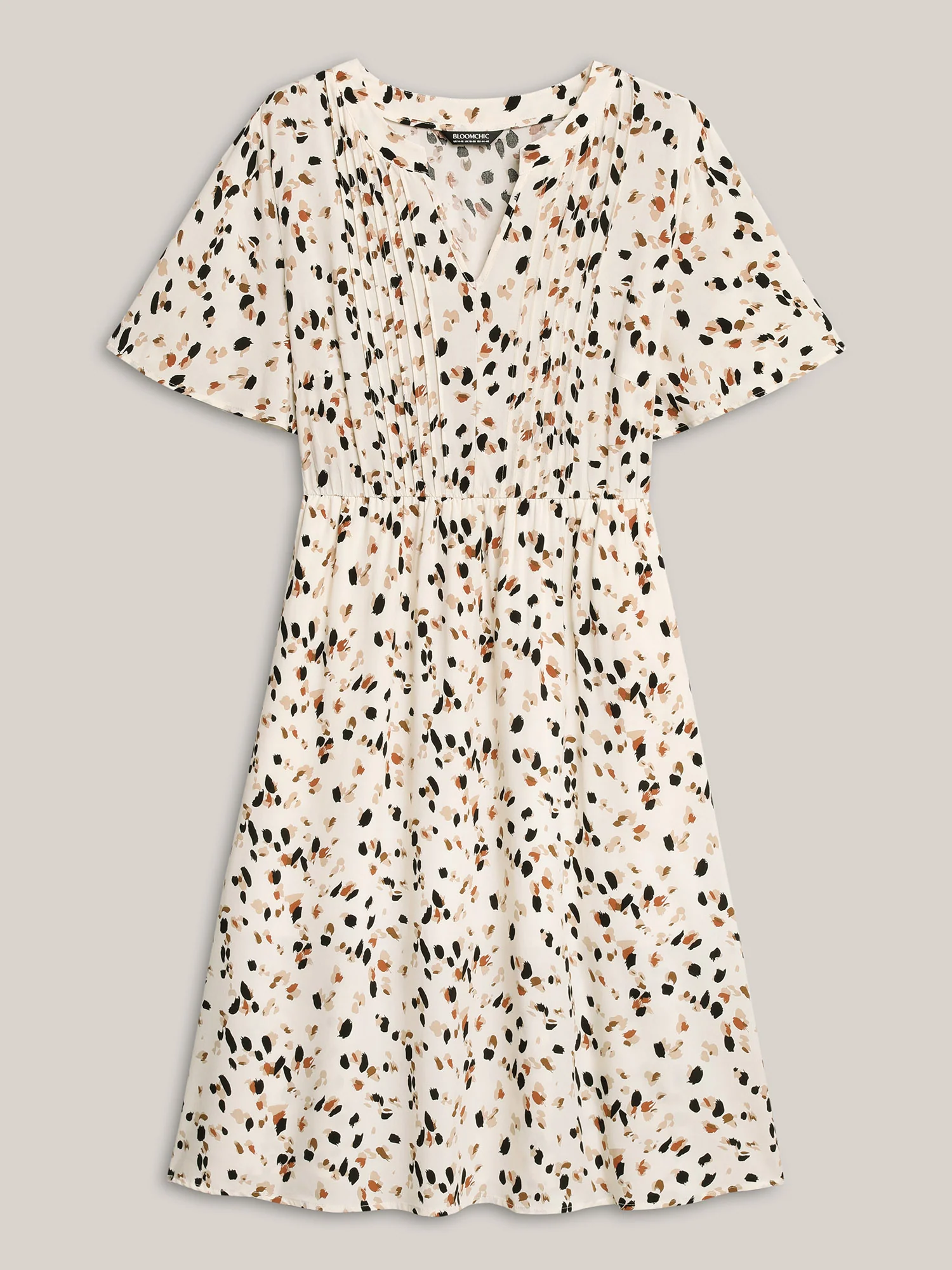 Rayon Toothpick Pleat Leopard Print Midi Dress - Image 7