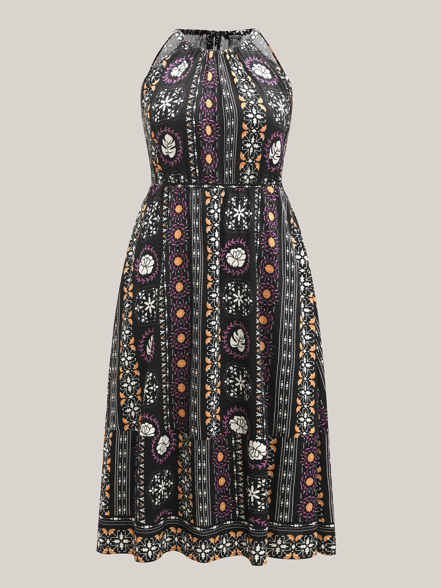 Rayon Tropical Boho Print Stretchy Midi Dress - Image 7