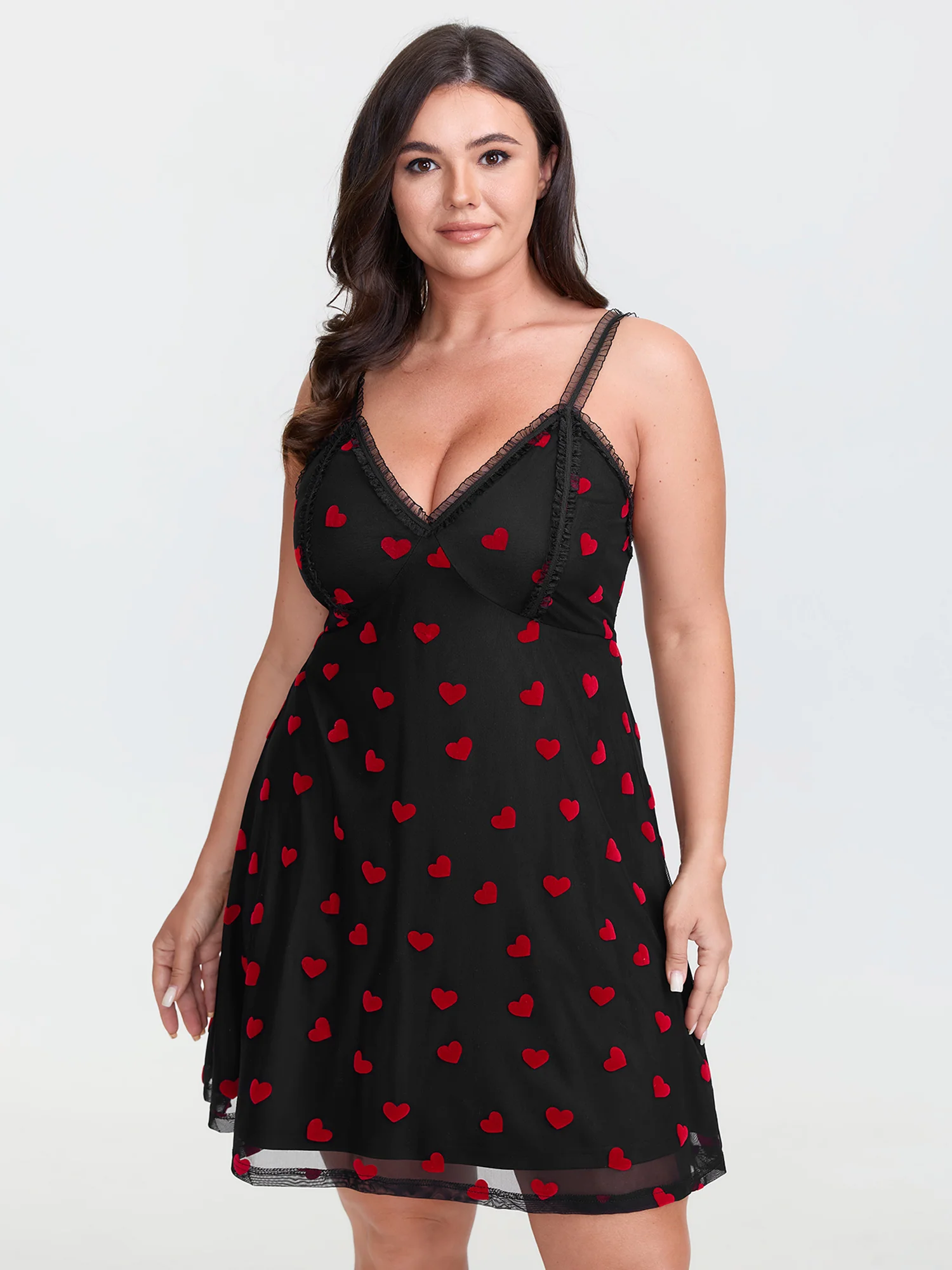 Romantic Heart Print Sheer Nightgown - Image 3