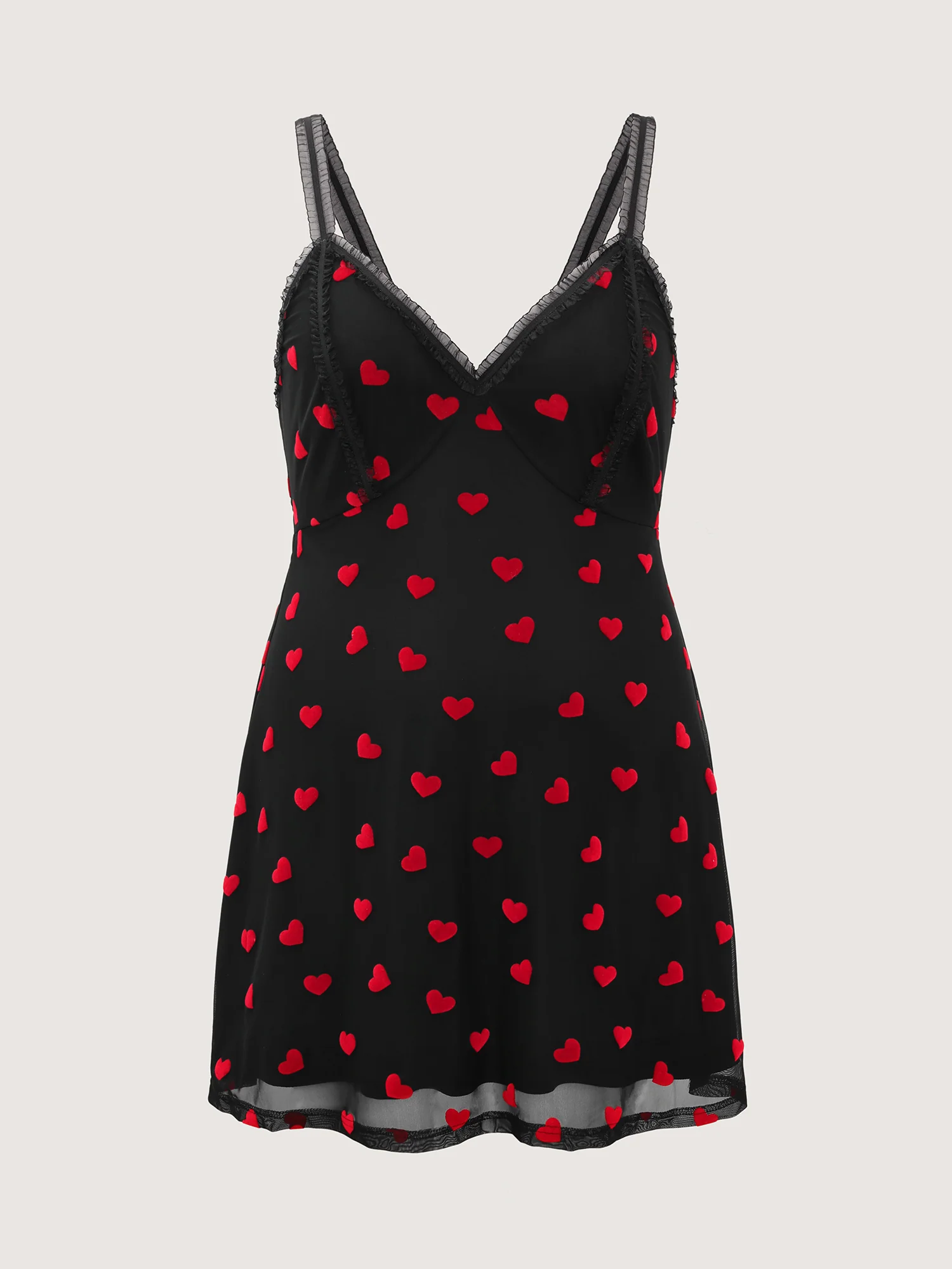 Romantic Heart Print Sheer Nightgown - Image 5