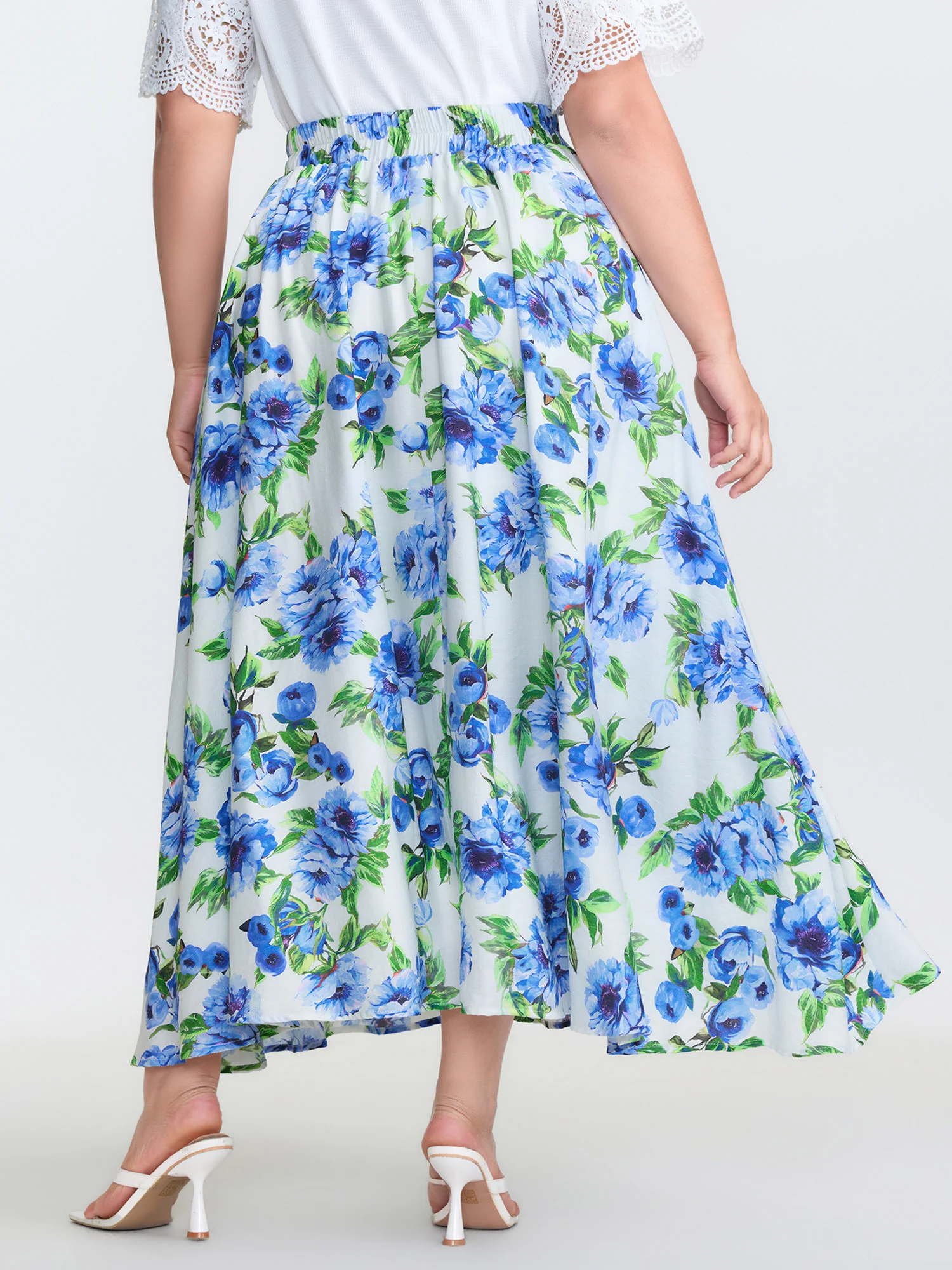 Refreshing Floral Print Slit Maxi Skirt - Image 5
