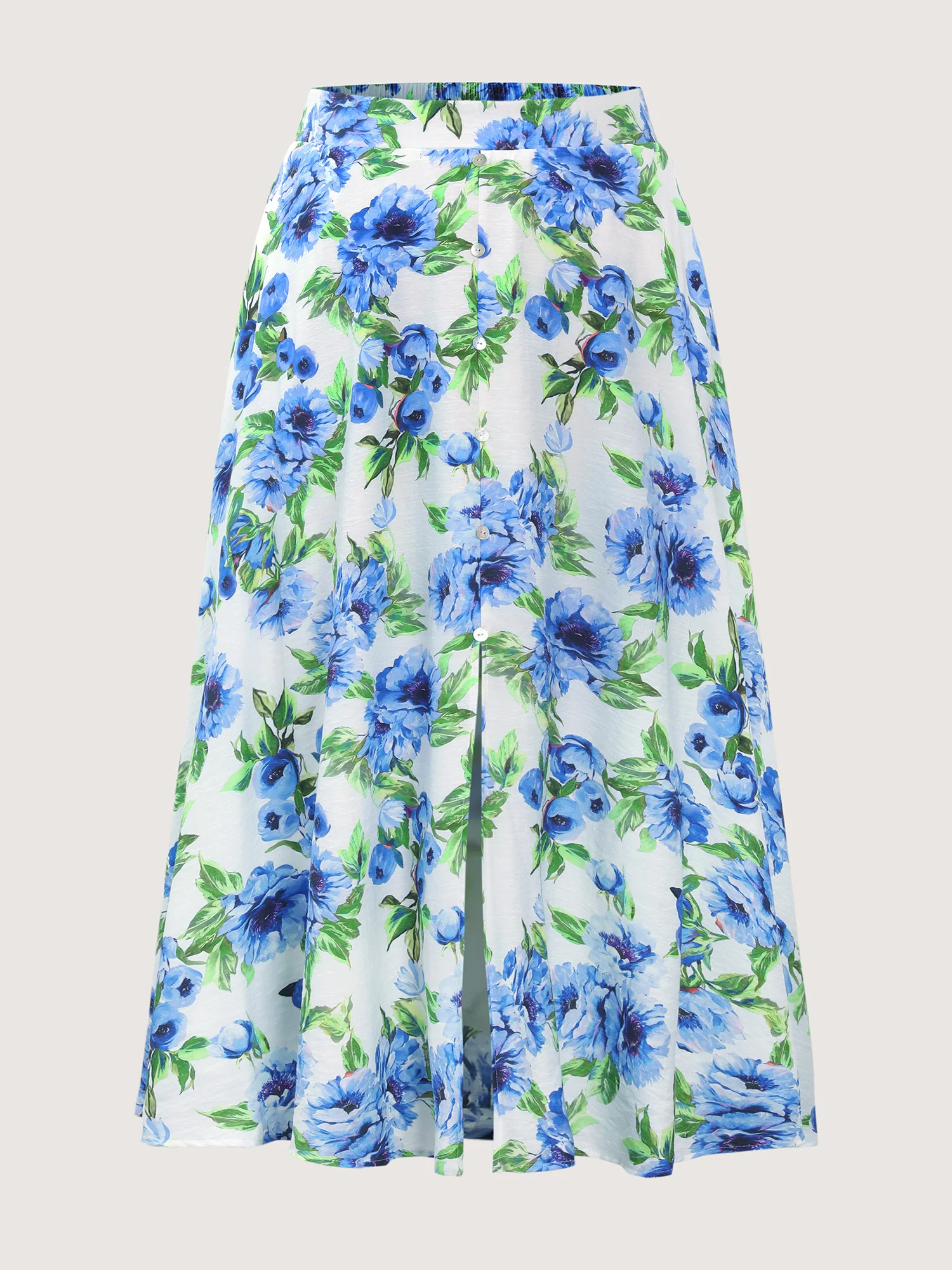 Refreshing Floral Print Slit Maxi Skirt - Image 8
