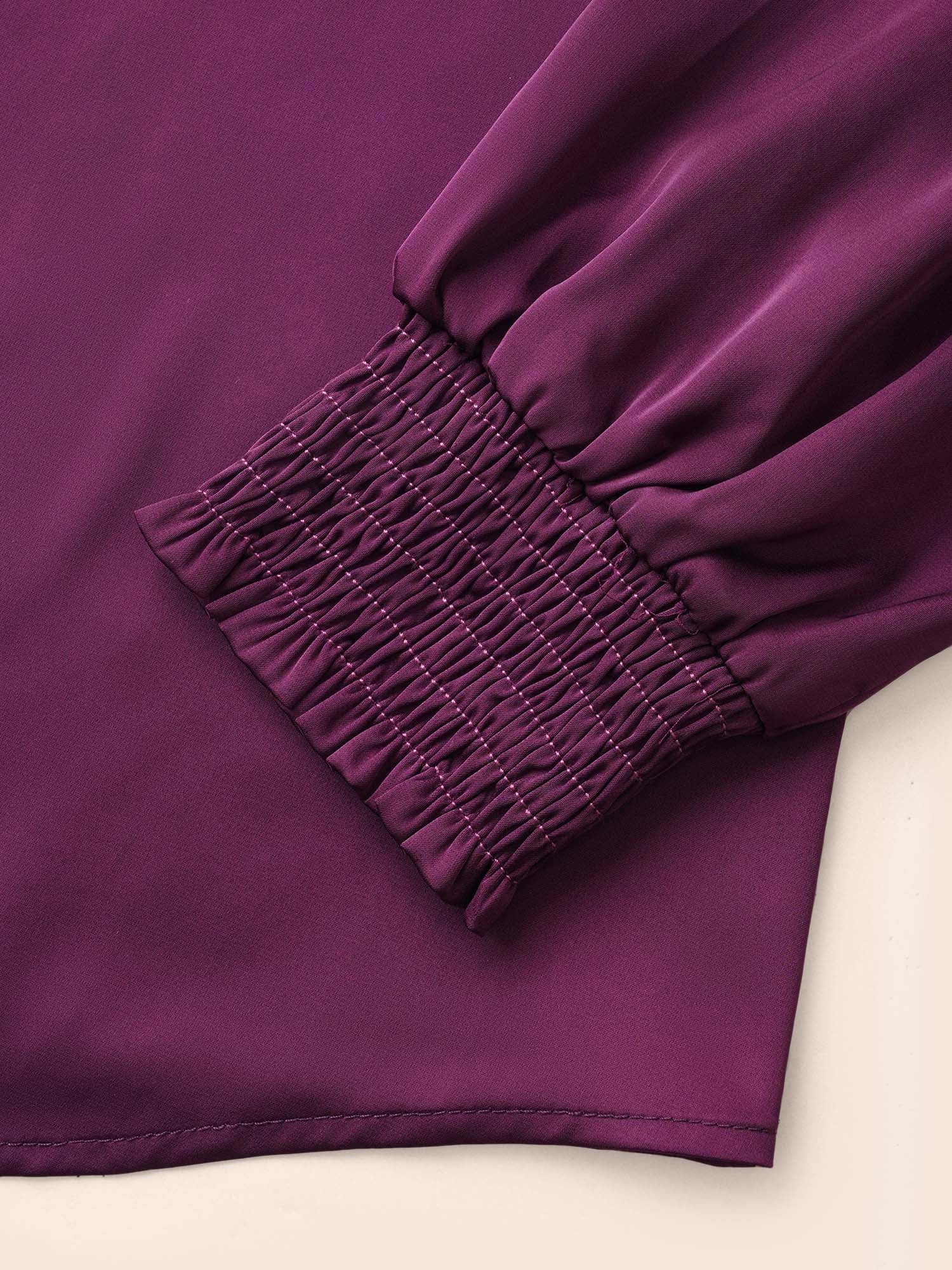 Regal Lotus Neckline Cuff Sleeves Blouse - Image 6