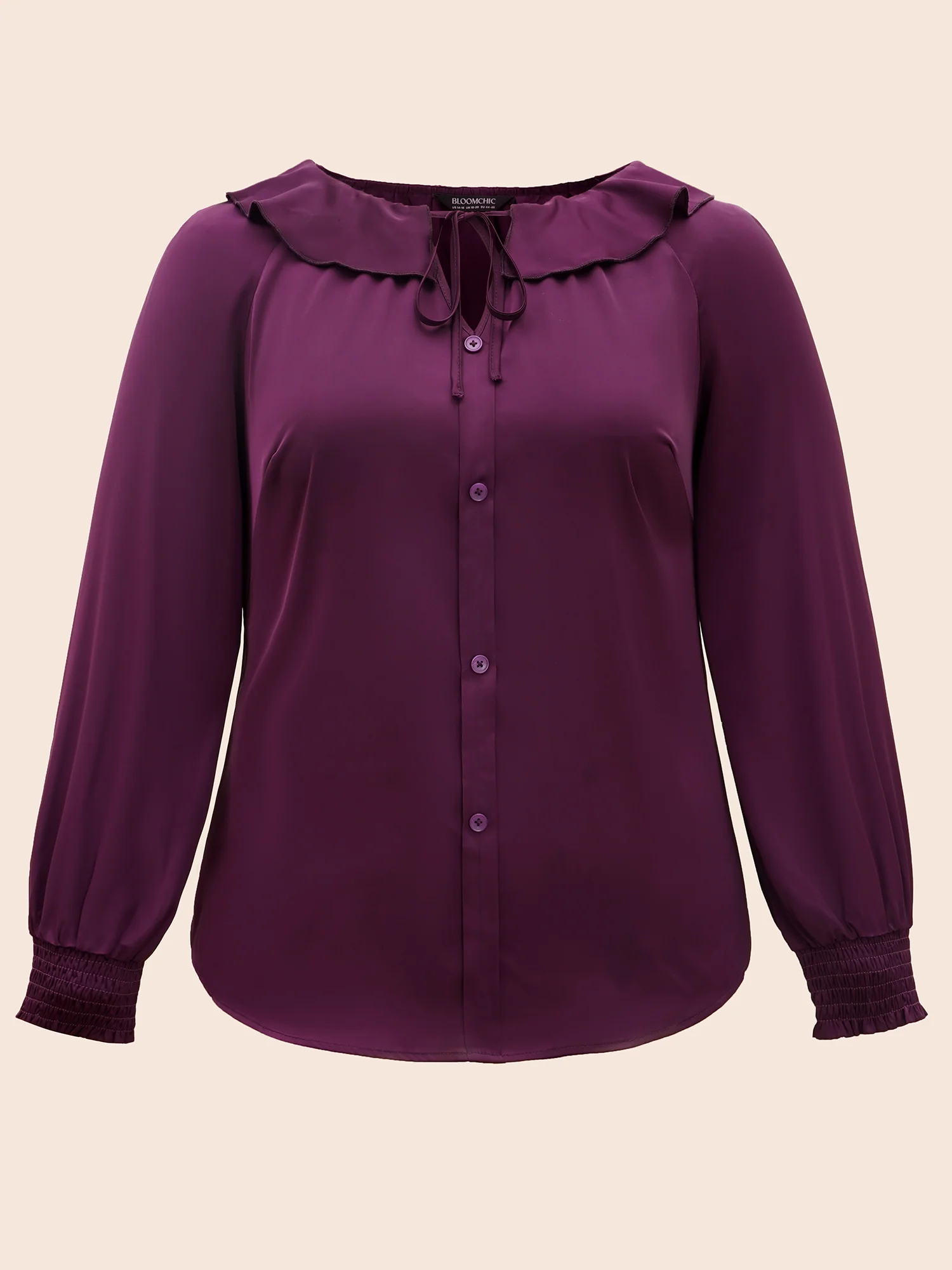 Regal Lotus Neckline Cuff Sleeves Blouse - Image 7