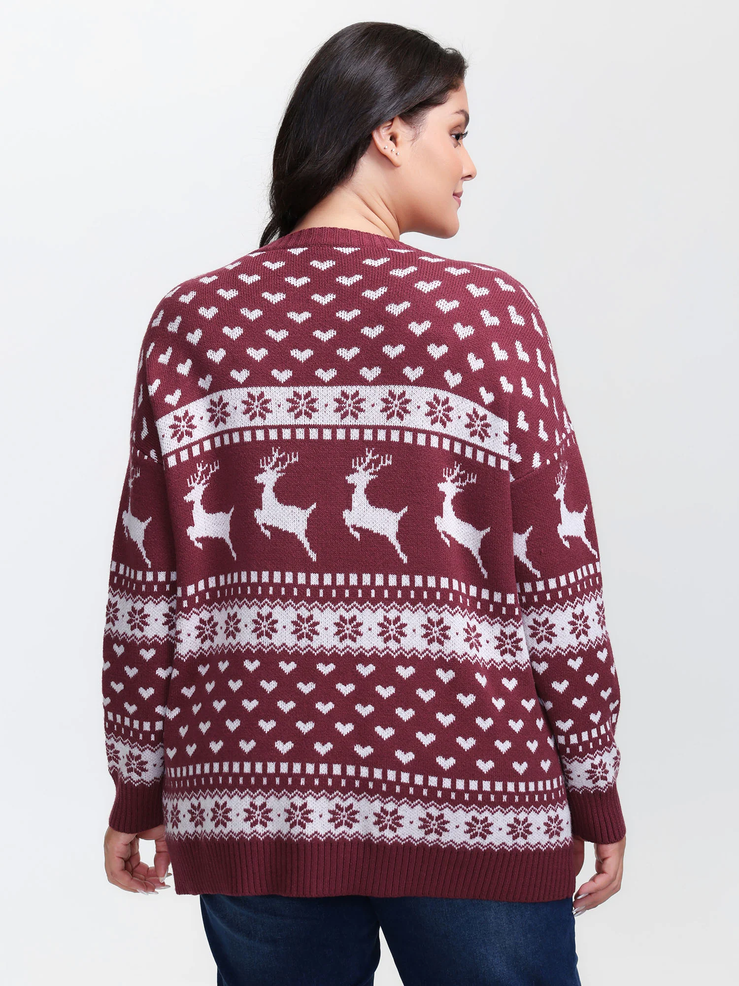 Supersoft Reindeer Holiday Print Round Neck Pullover - Image 4