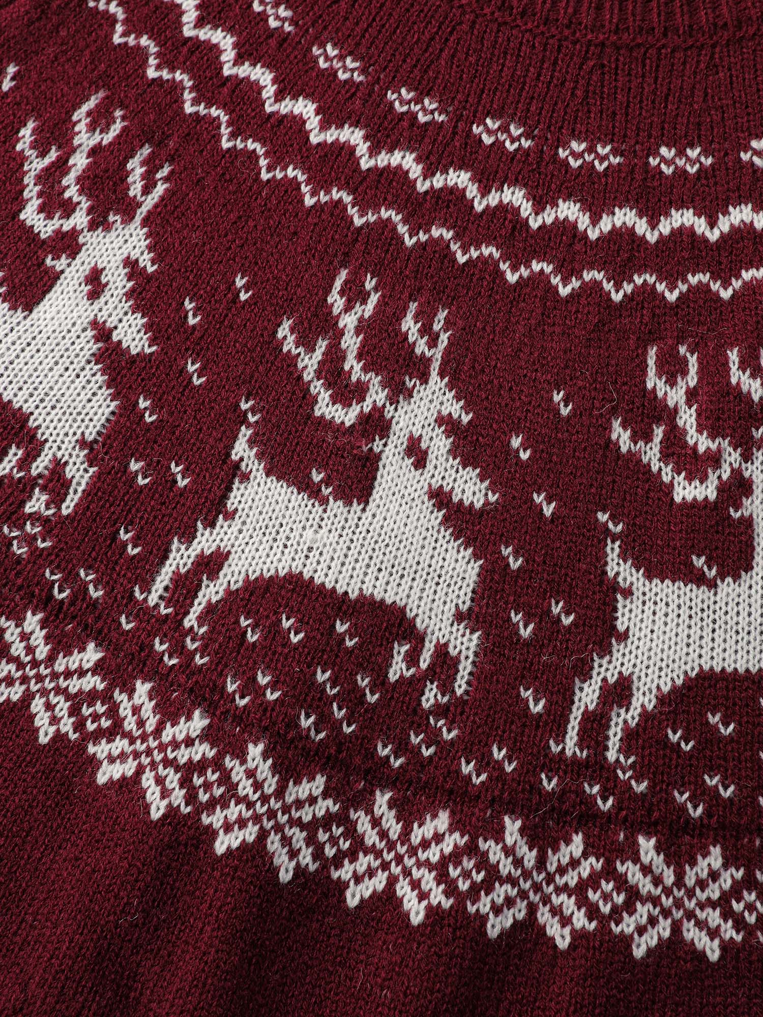 Reindeer Print Cinched-Waist Sweater Mini Dress - Image 5