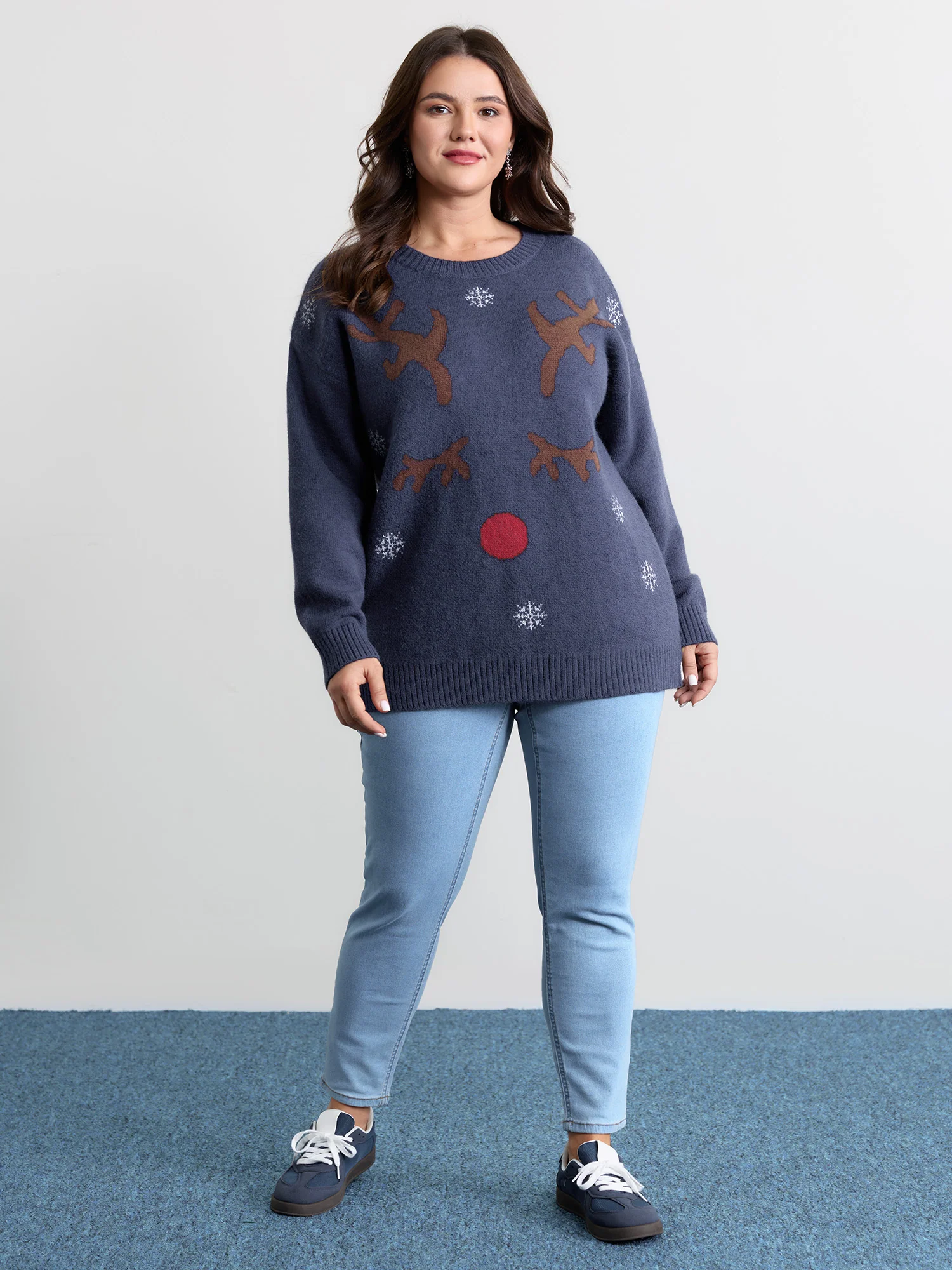 Reindeer Snowy Round Neck Pullover - Image 3