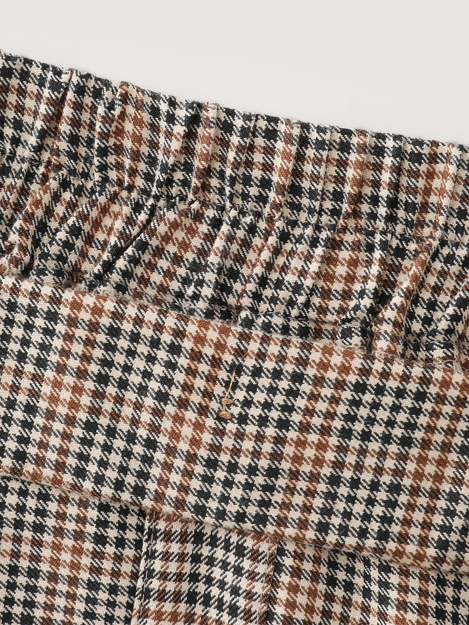 Retro Check Pattern Button Decor Midi Skirt - Image 5