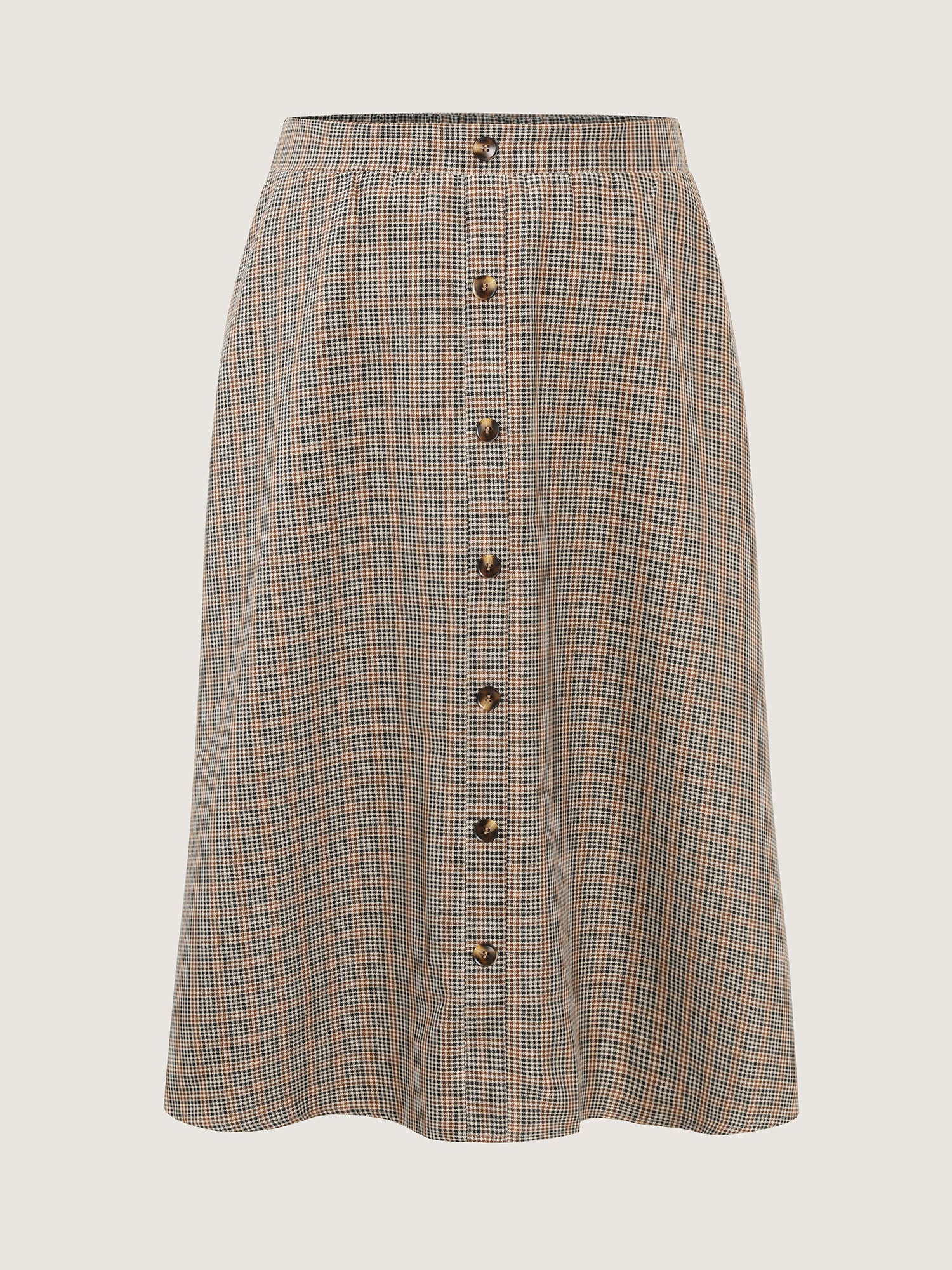 Retro Check Pattern Button Decor Midi Skirt - Image 8