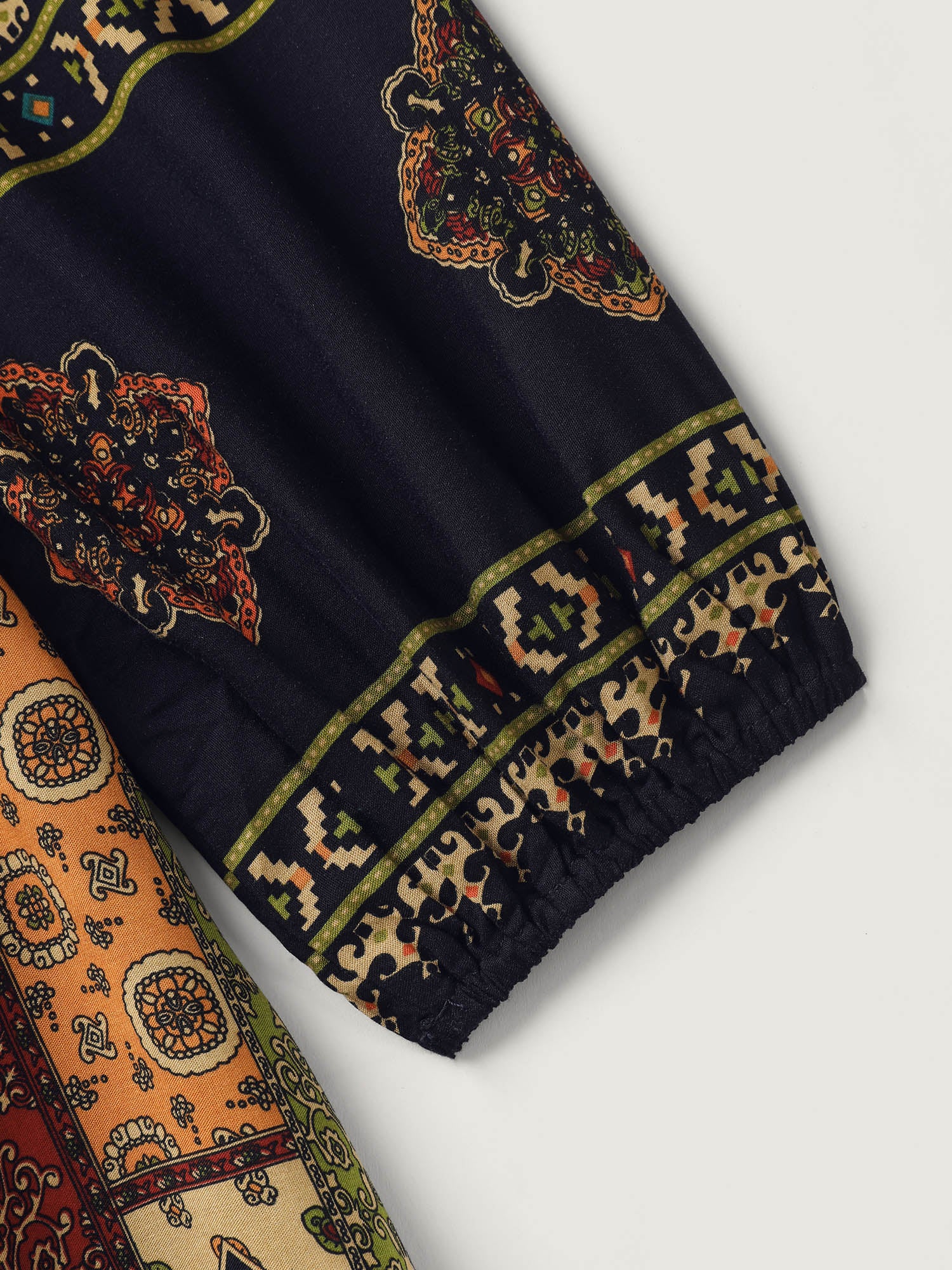 Retro Colorful Print V-Neck Midi Dress - Image 7