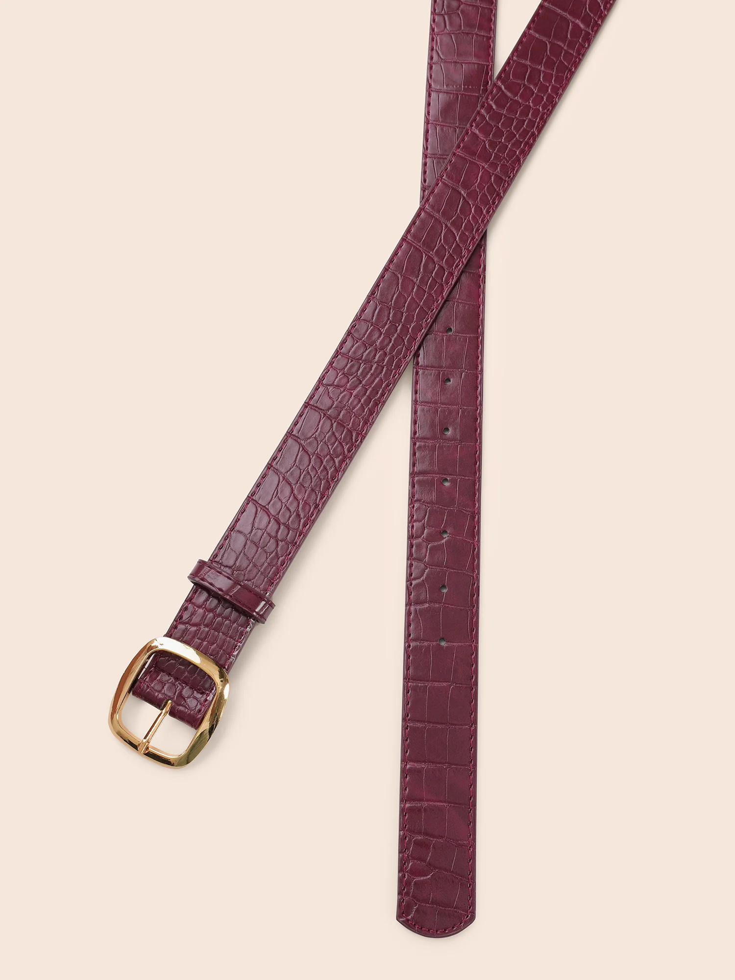 Retro Crocodile Pattern Leather Belt - Image 4