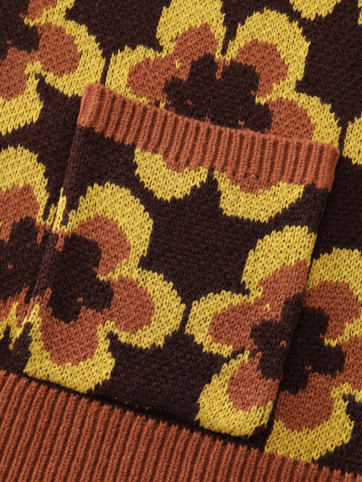Retro Floral Jacquard Knit Cardigan - Image 5