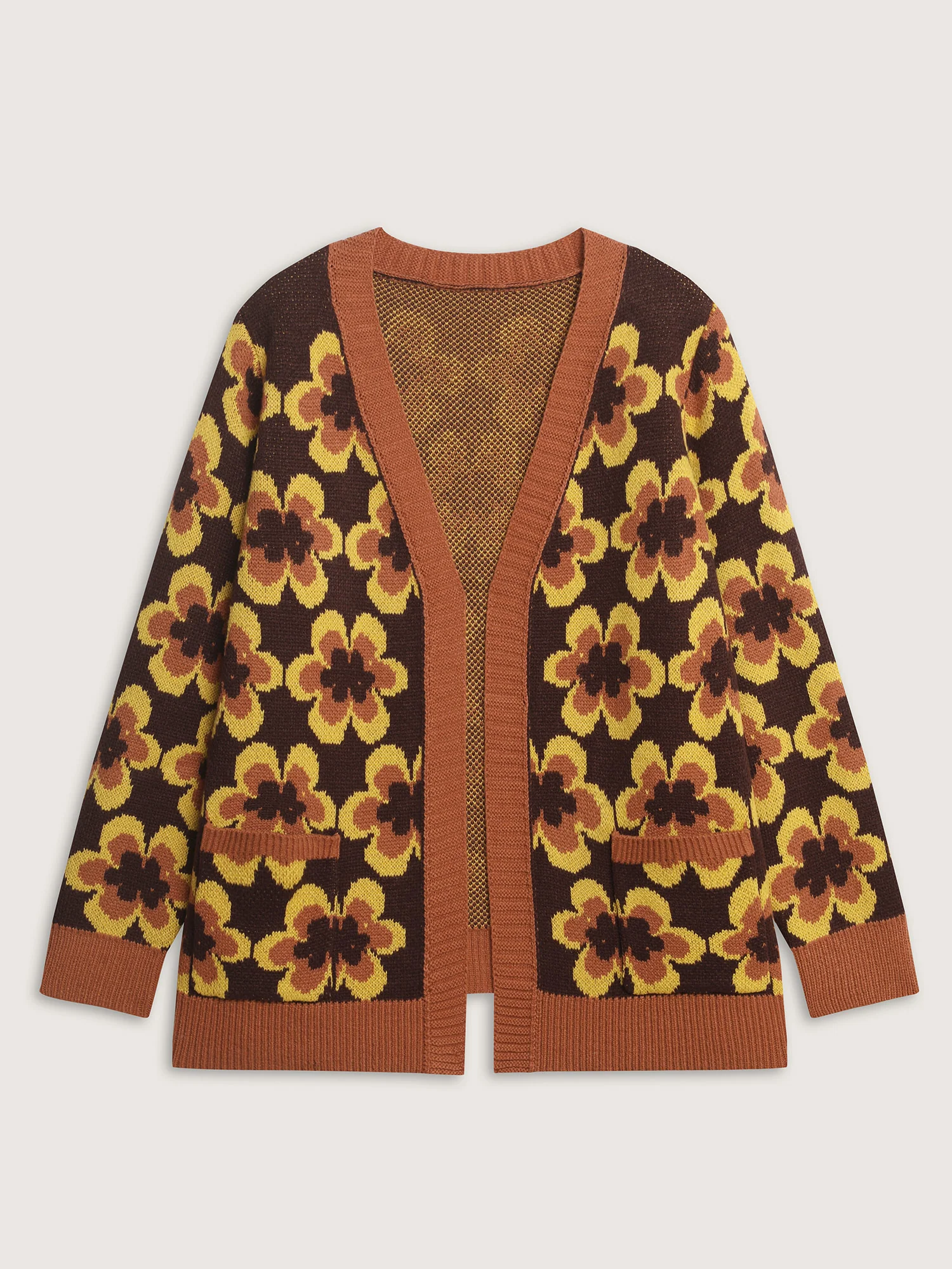 Retro Floral Jacquard Knit Cardigan - Image 8
