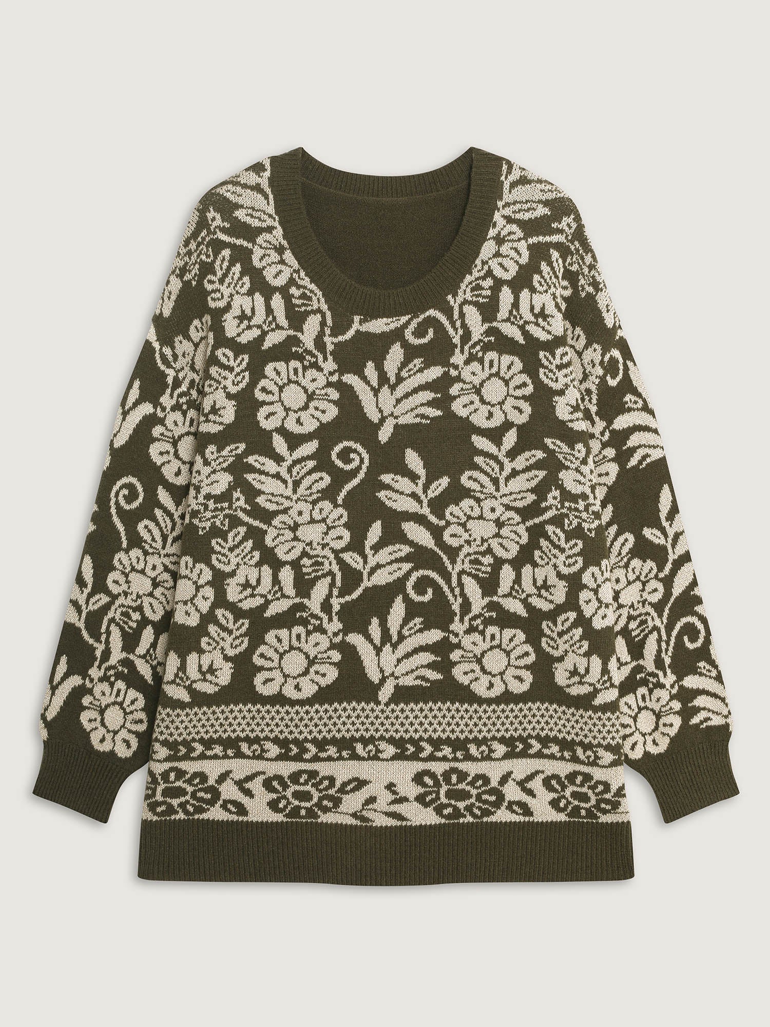 Retro Floral Jacquard Lantern Sleeve Cardigan - Image 7