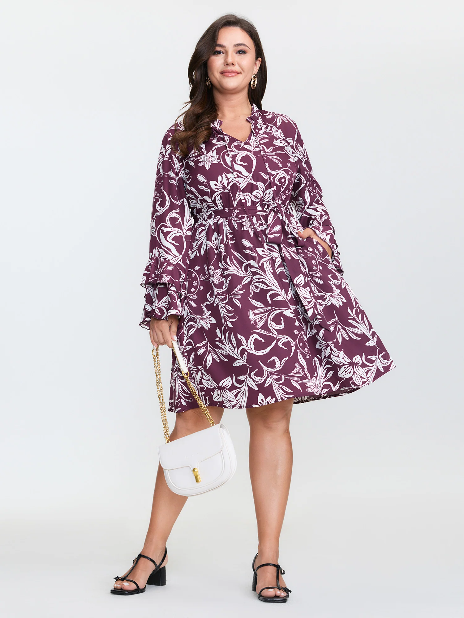 Retro Floral Print A-Line Mini Dress - Image 3