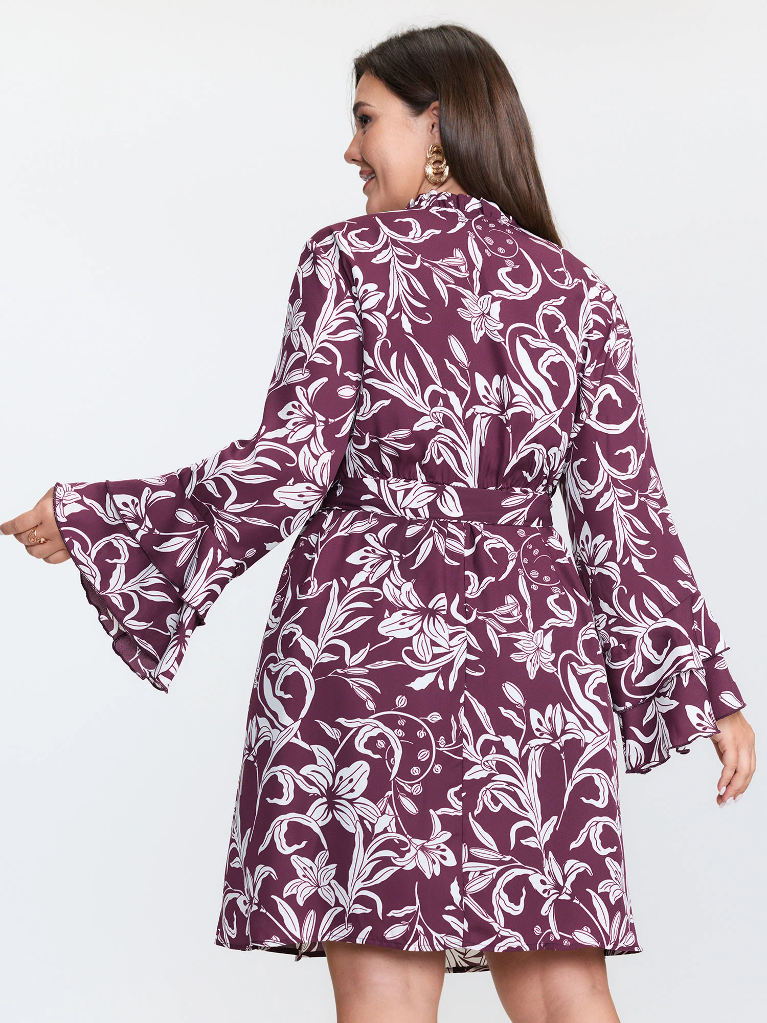 Retro Floral Print A-Line Mini Dress - Image 4