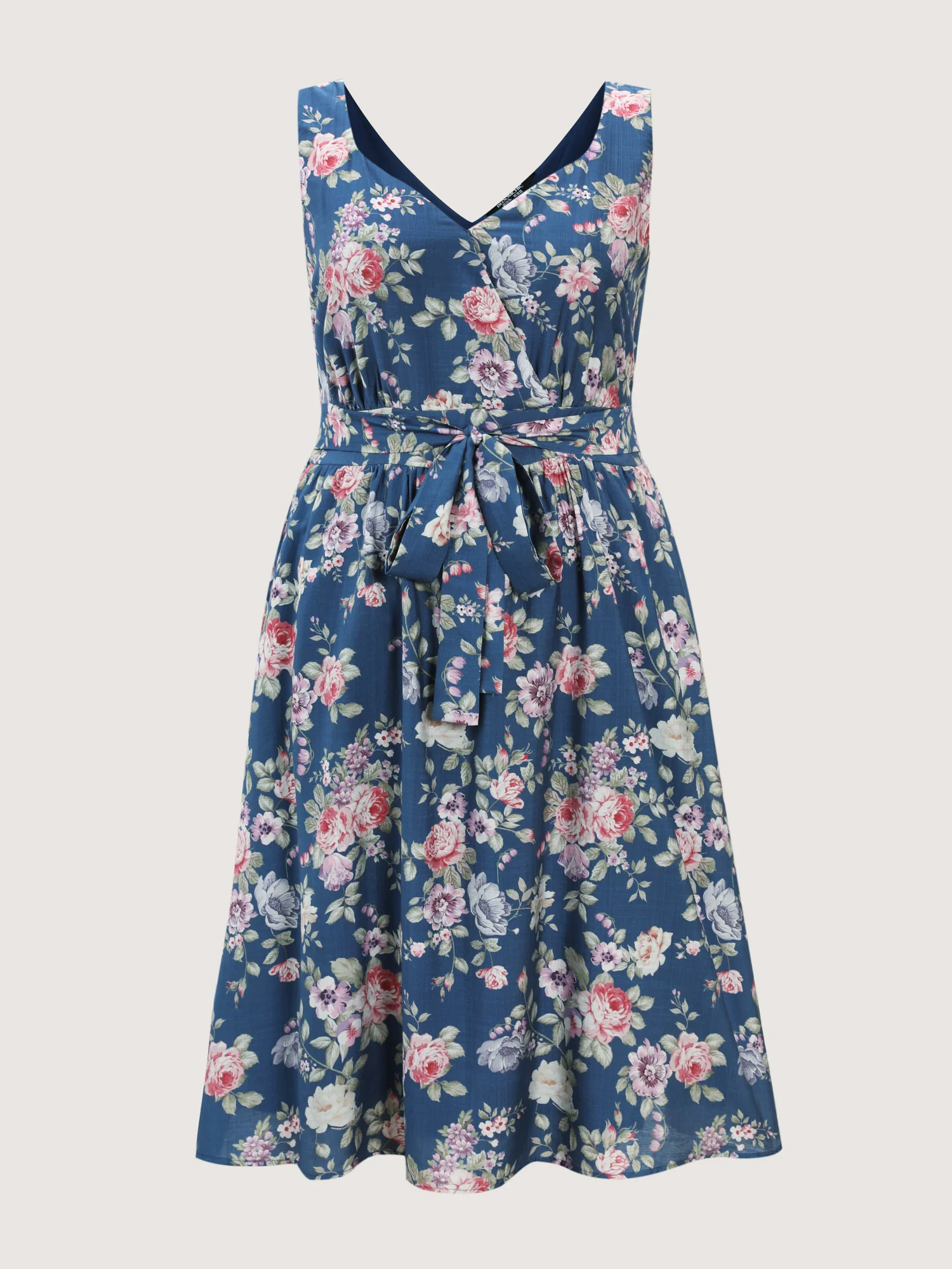 Retro Floral Print Back-Tie Midi Dress - Image 7