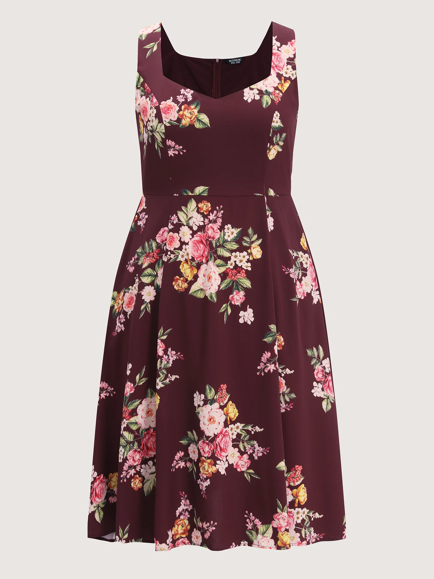 Retro Floral Print Fit And Flare Midi Dress - Image 7