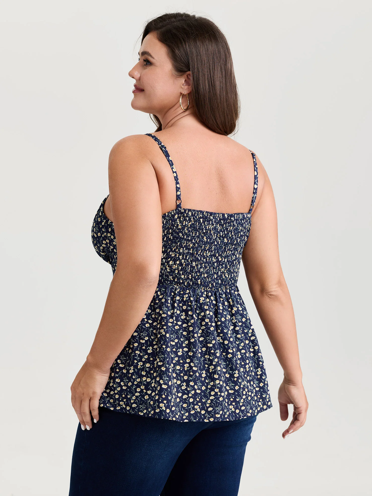 Retro Floral Print Lace Trim Tank Top - Image 4