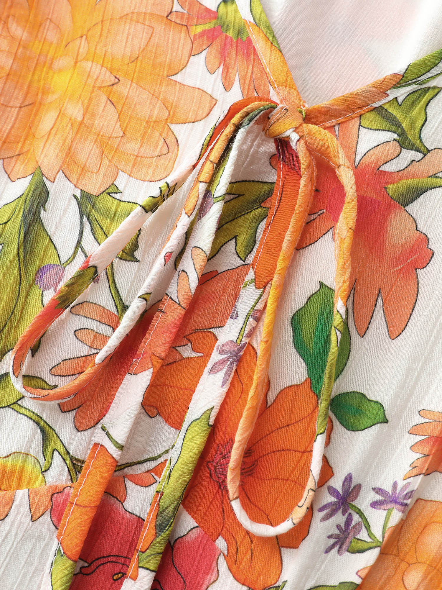 Retro Floral Print Shirred Waist Midi Dress - Image 6