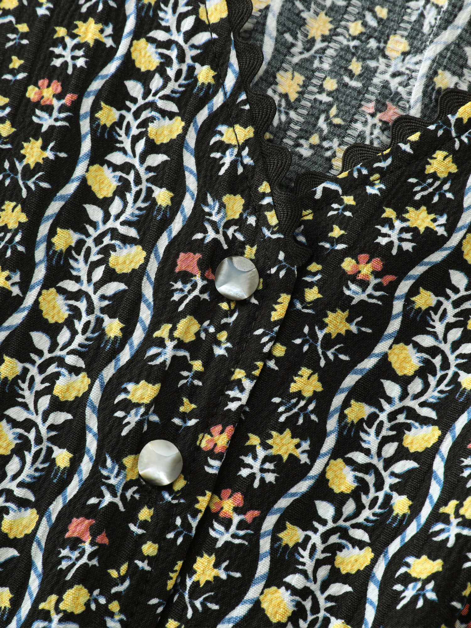 Retro Floral Striped Shirred Waist Midi Dress - Image 8