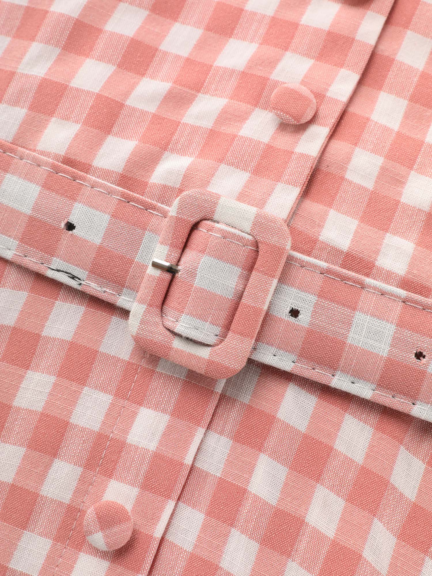 Retro Gingham Print Collared Midi Dress - Image 5