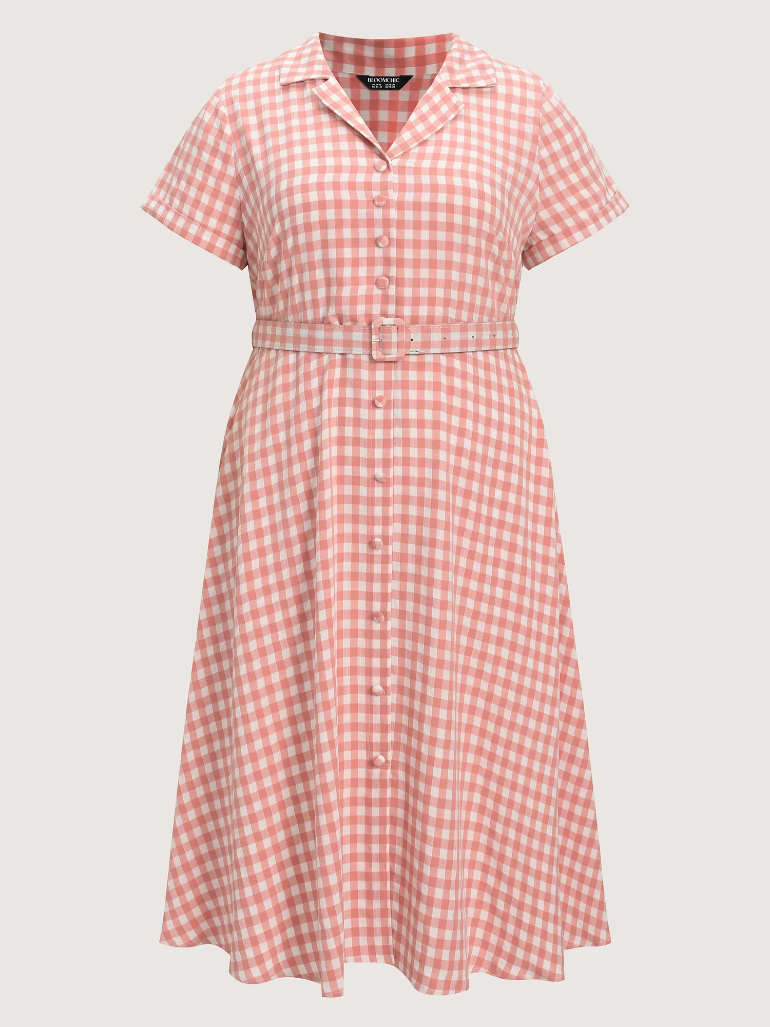 Retro Gingham Print Collared Midi Dress - Image 6