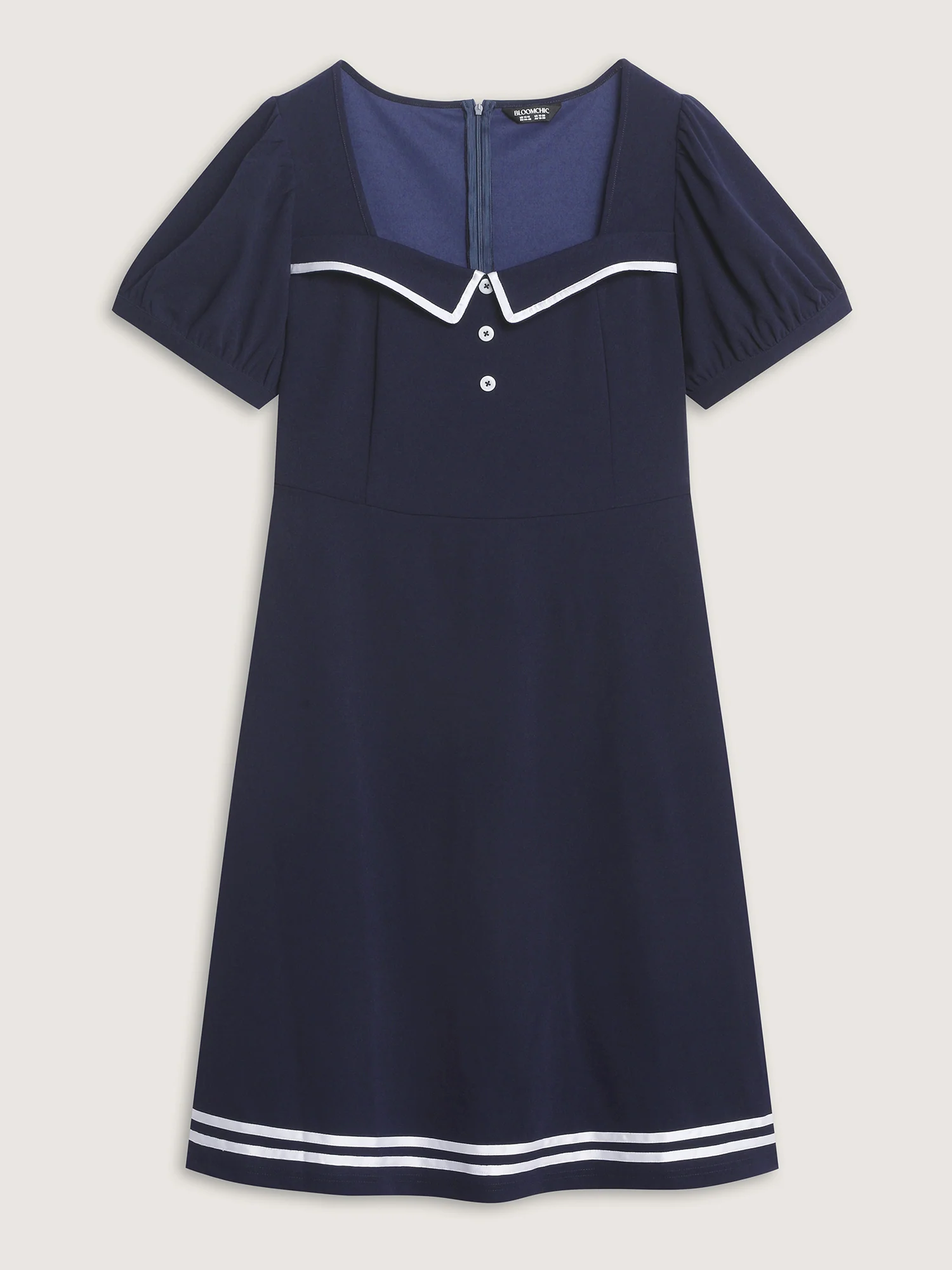 Retro Nautical Detail Color Contrast Mini Dress - Image 7