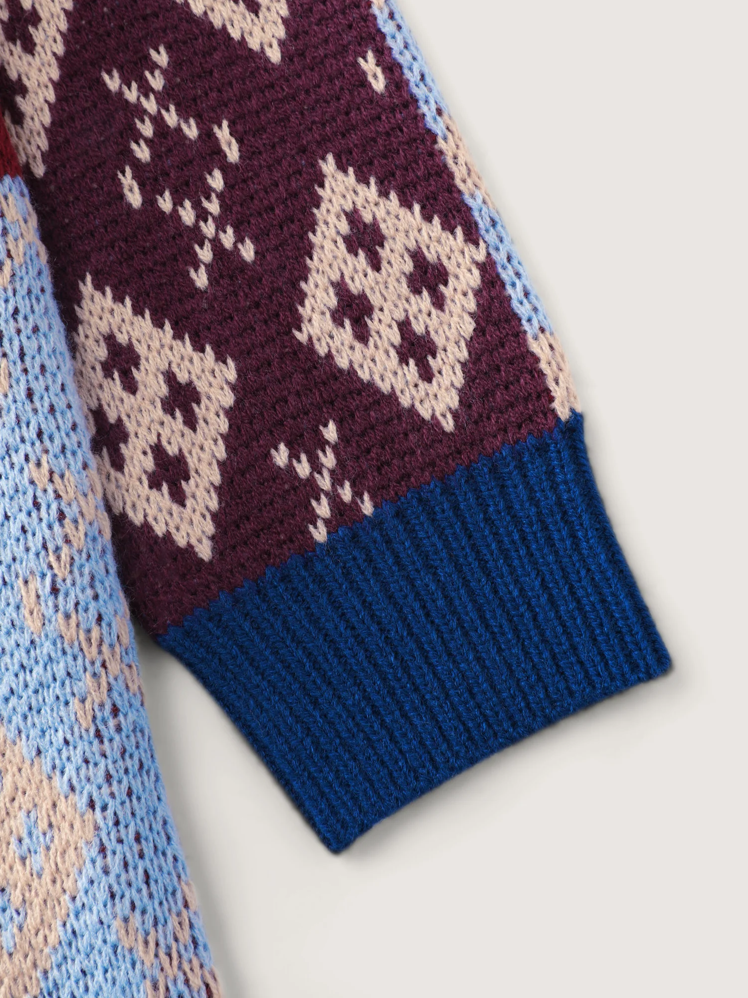 Retro Pattern Jacquard Color Block Pullover - Image 5