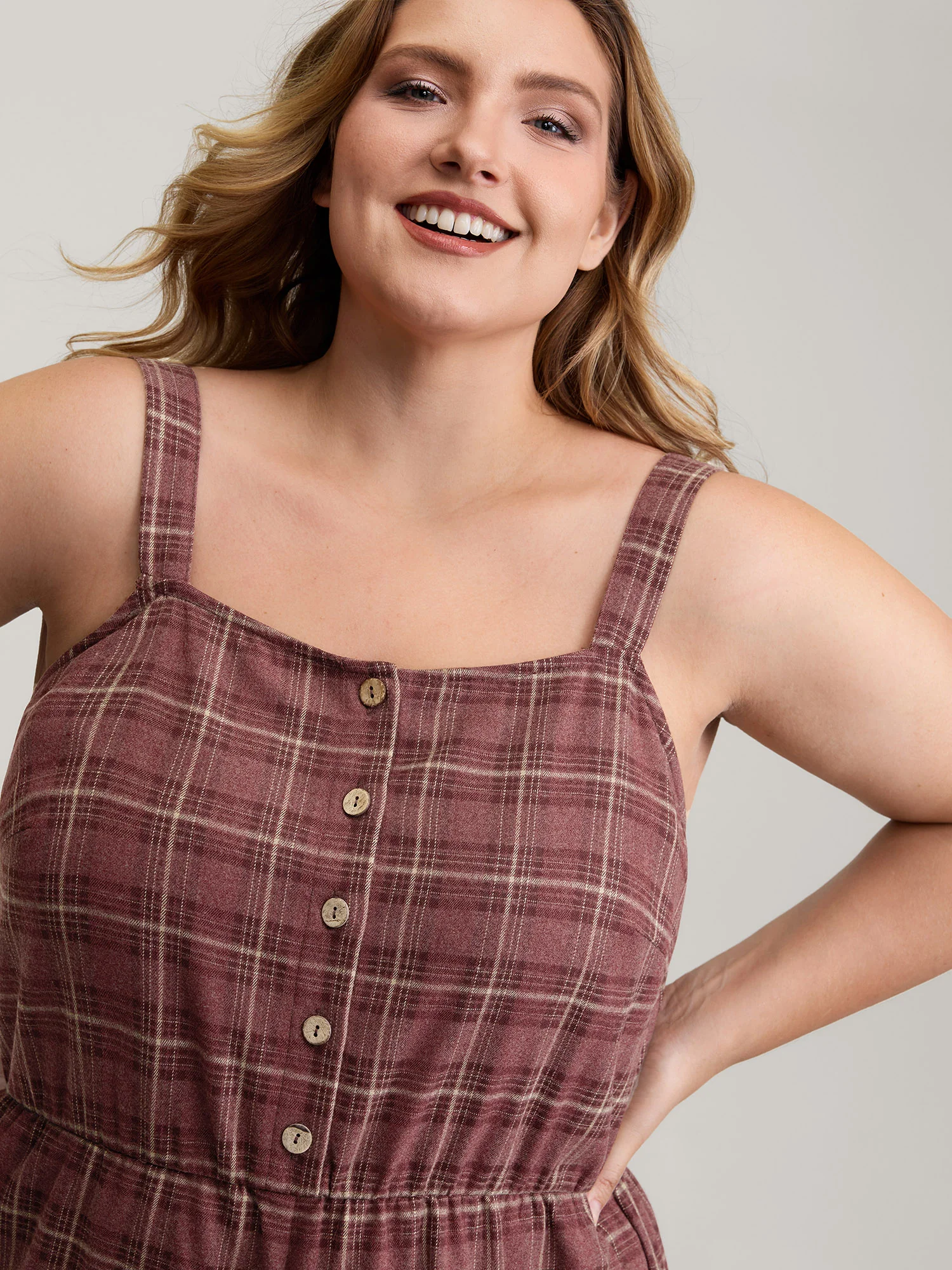 Retro Plaid Print Harem Style Jumpsuit - Image 2